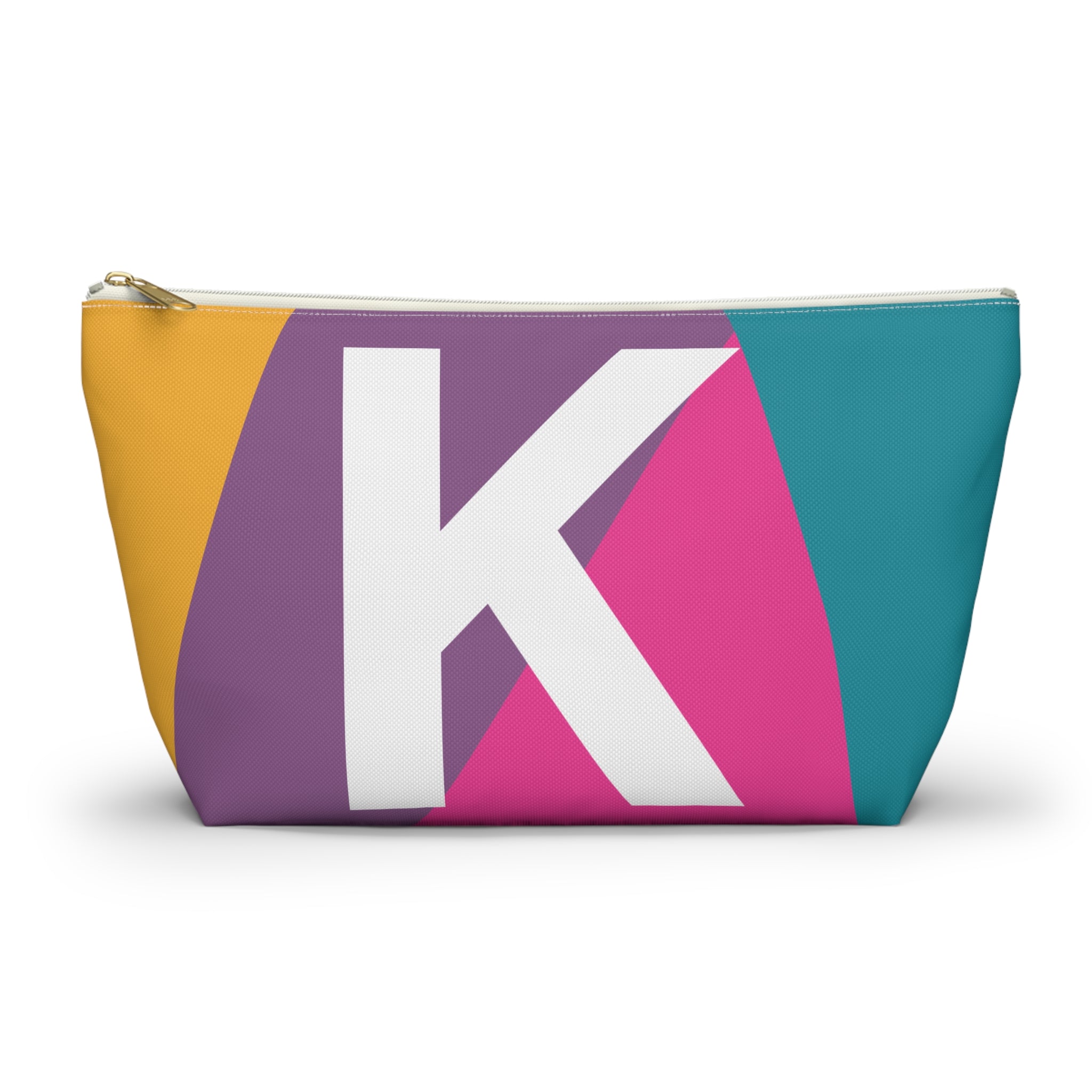 Initials Colorblock Accessory Pouch — Monogram K T-Bottom Cosmetic Bag
