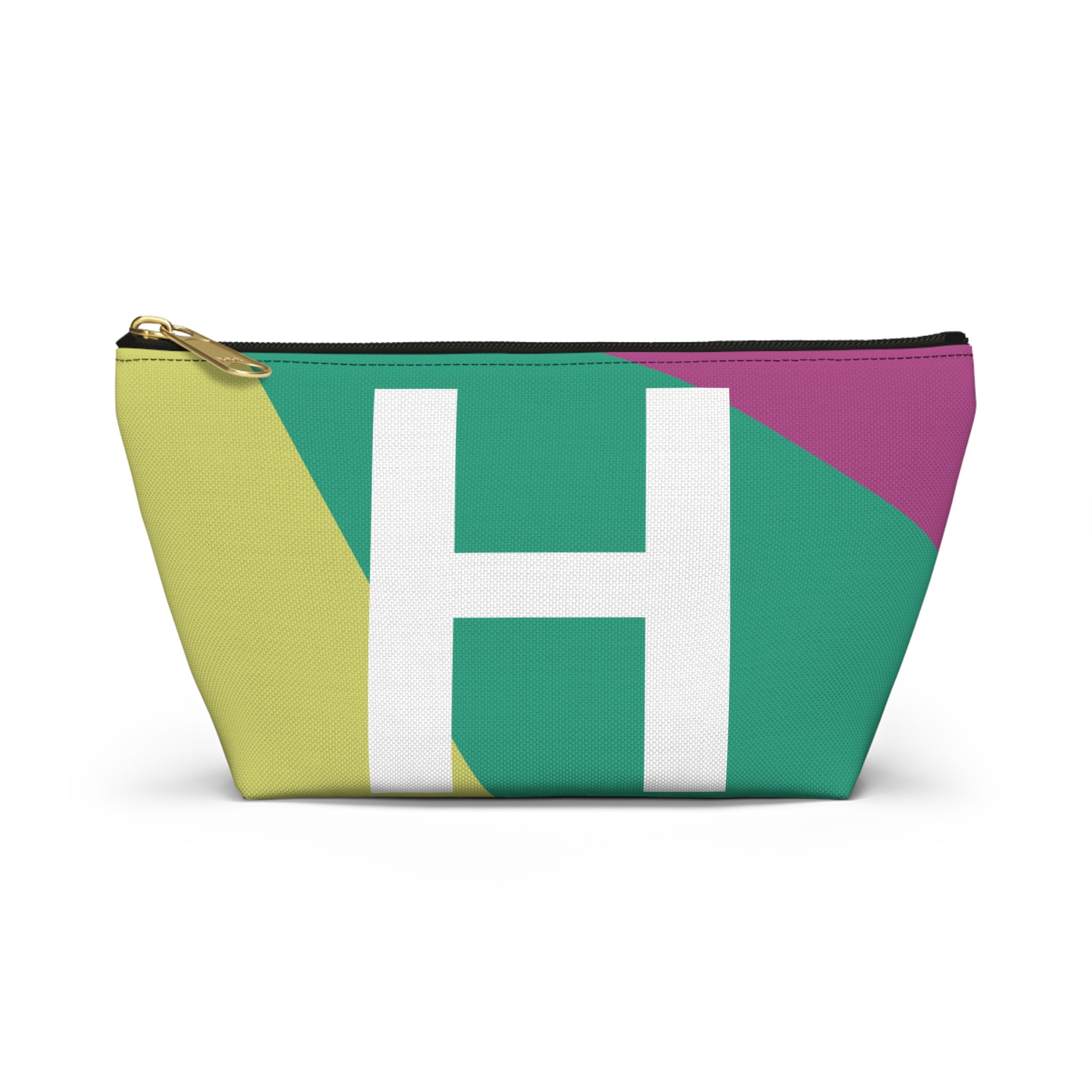 Initials Colorblock Accessory Pouch — Monogram H T-Bottom Cosmetic Bag