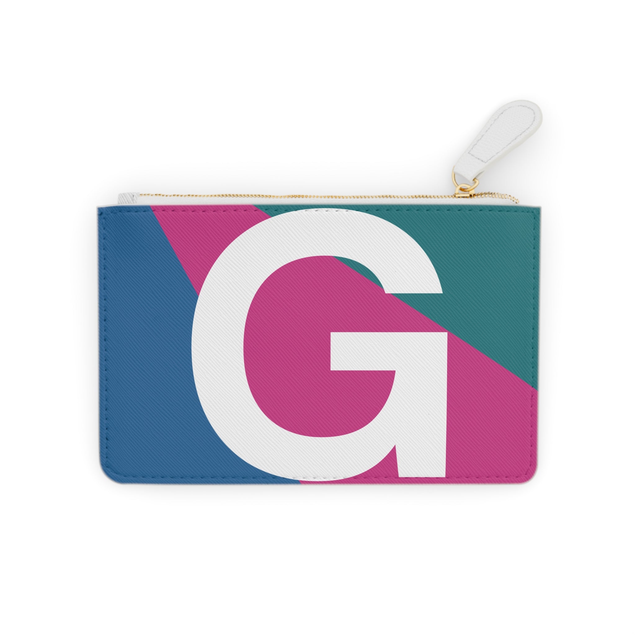 Initial G Mini Clutch — Colorblock Monogram Wristlet Wallet