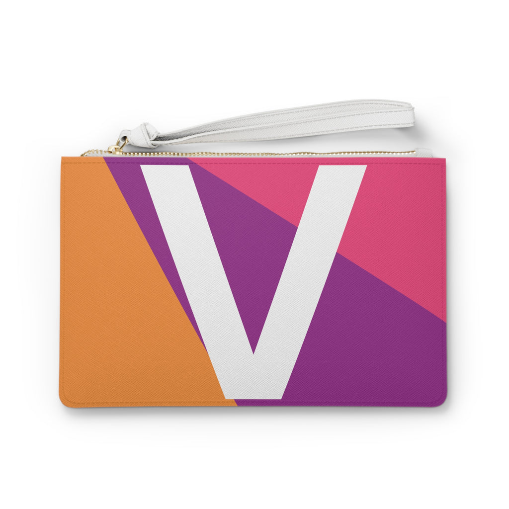 Monogram 'V' Colorblock Clutch Bag — Bold Geometric Wristlet for Everyday & Gifts