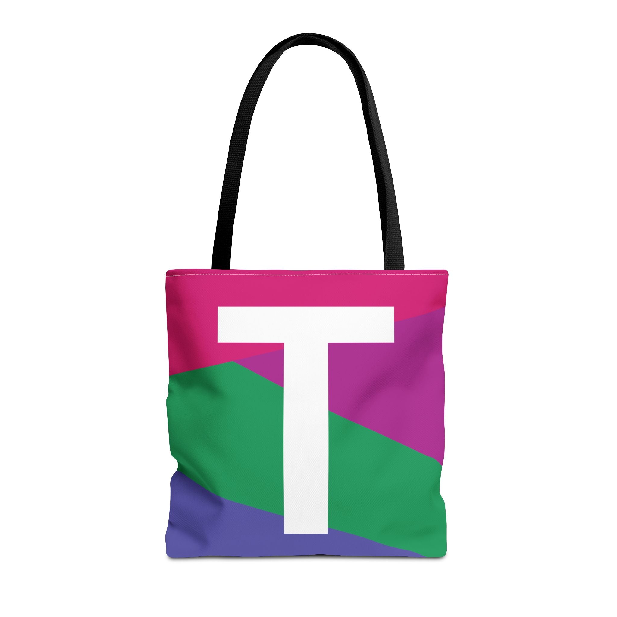 Monogram 'T' Colorblock Tote Bag — Personalized Initial T Shoulder Tote