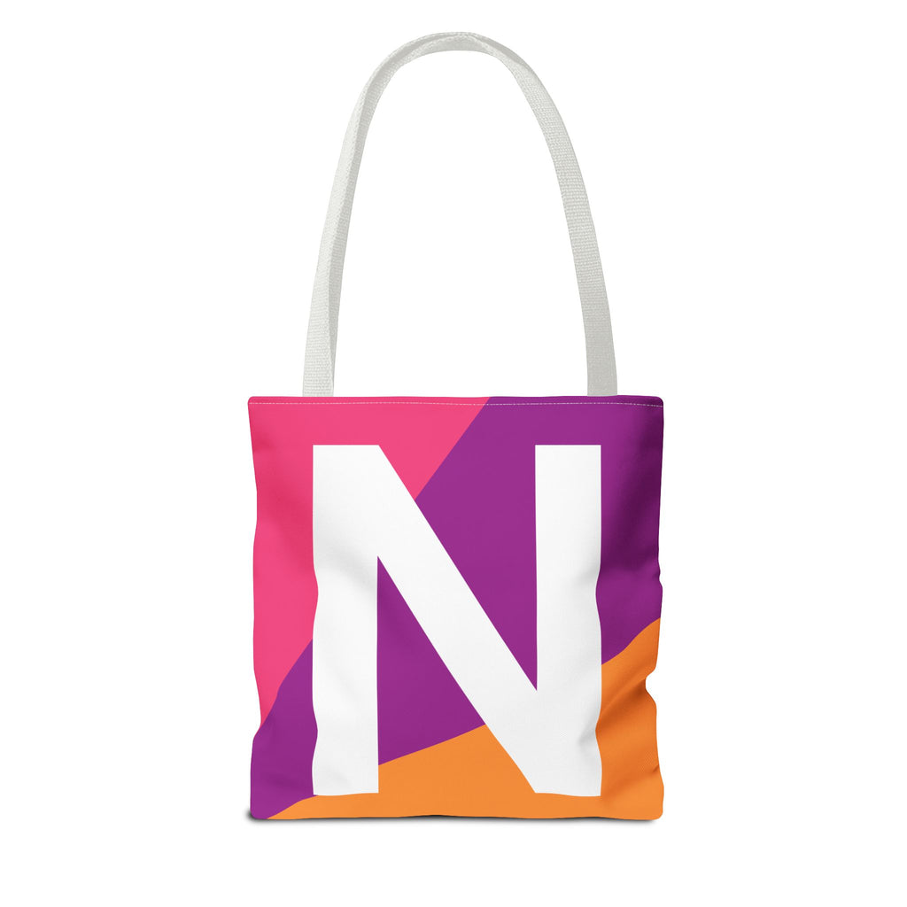 Monogram 'N' Colorblock Tote Bag — Personalized Initial N Shoulder Tote