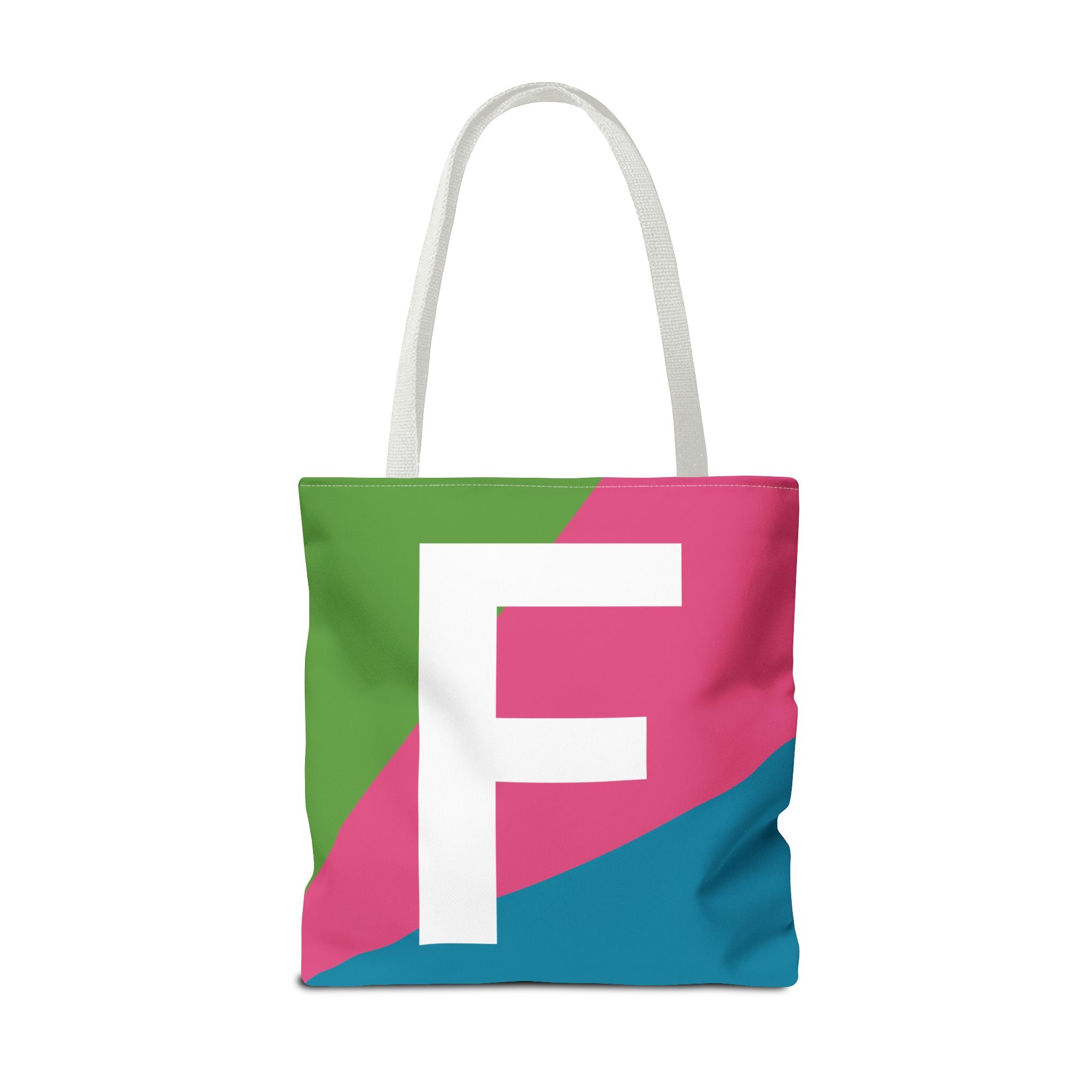 Monogram 'F' Colorblock Tote Bag — Personalized Initial F Shoulder Tote