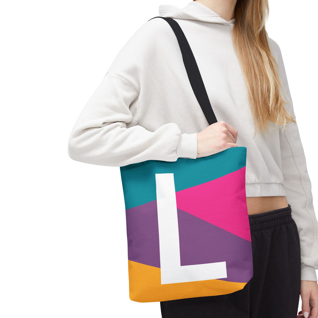 Monogram 'L' Colorblock Tote Bag — Personalized Initial L Shoulder Tote