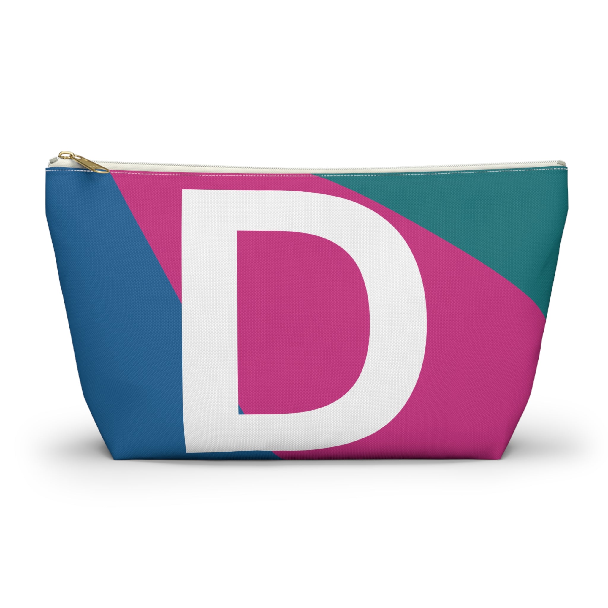 Initials Colorblock Accessory Pouch — Monogram D T-Bottom Cosmetic Bag