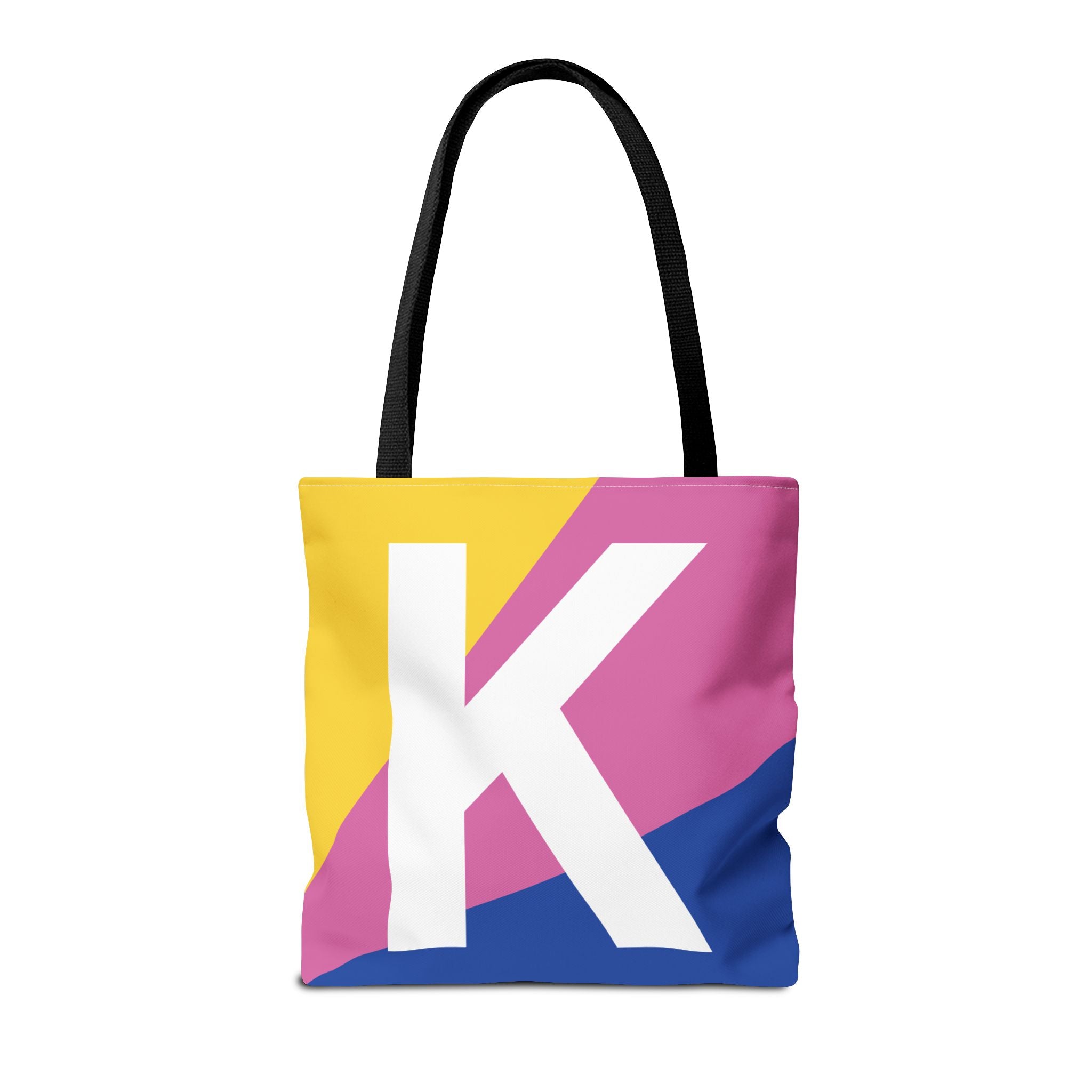Monogram 'K' Colorblock Tote Bag — Personalized Initial K Shoulder Tote