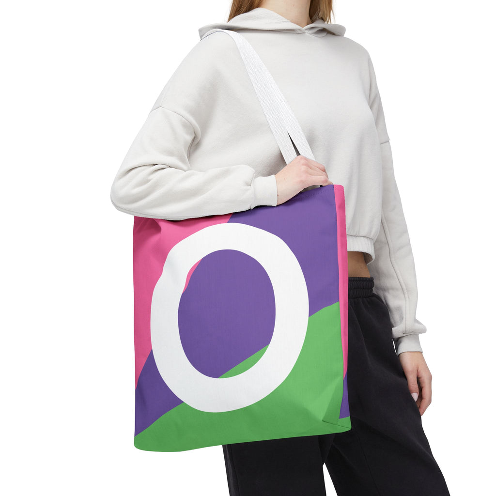 Monogram 'O' Colorblock Tote Bag — Personalized Initial O Shoulder Tote