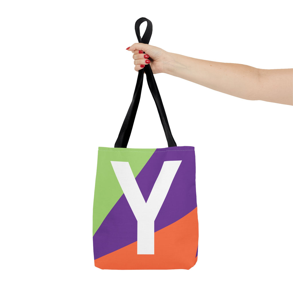 Monogram 'Y' Colorblock Tote Bag — Personalized Initial Y Shoulder Tote