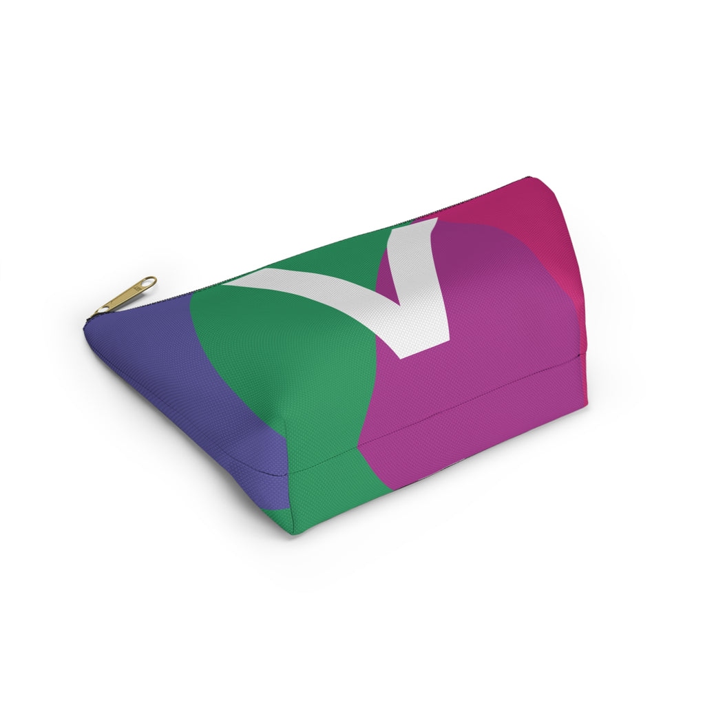 Initials Colorblock Accessory Pouch — Monogram V T-Bottom Cosmetic Bag