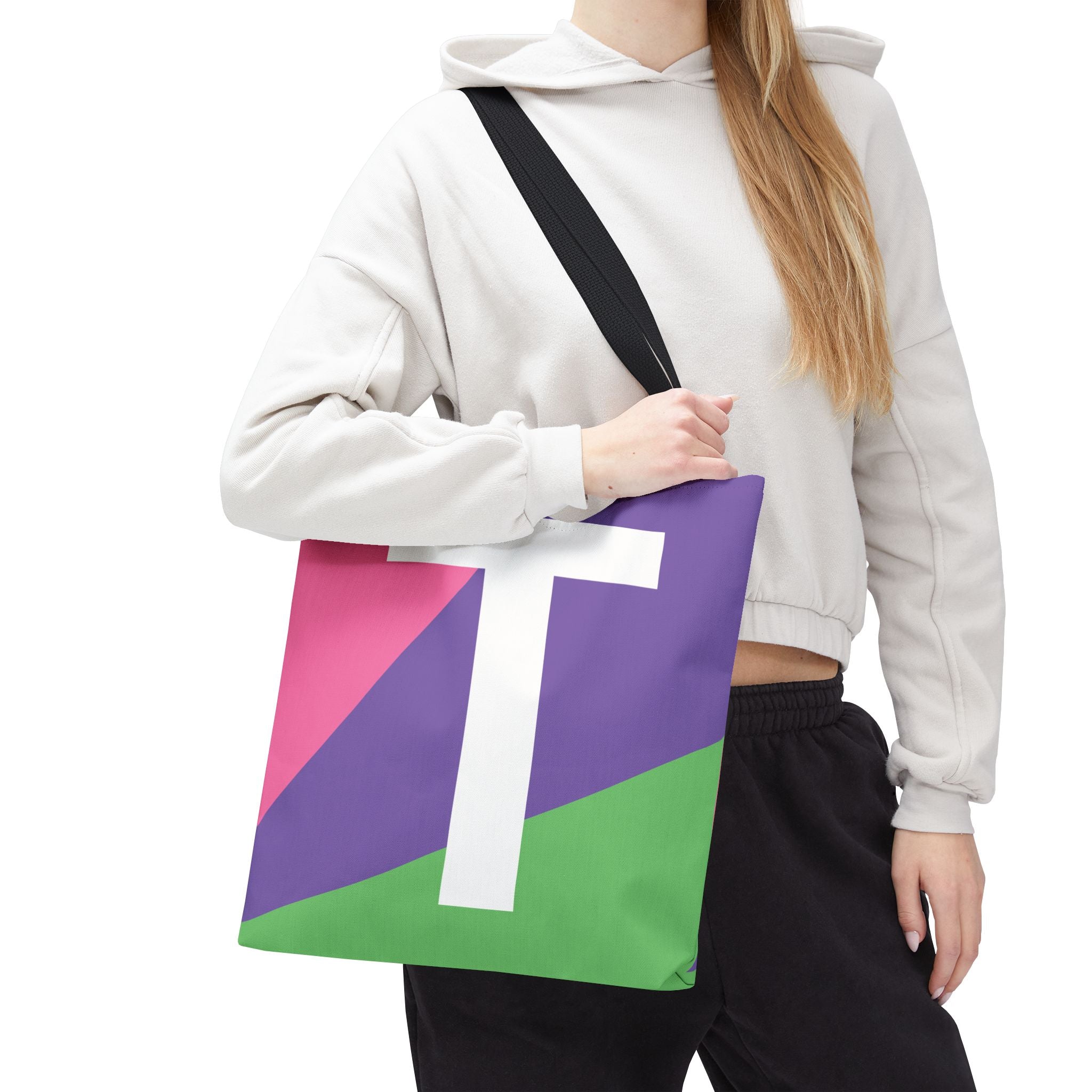 Monogram 'T' Colorblock Tote Bag — Personalized Initial T Shoulder Tote