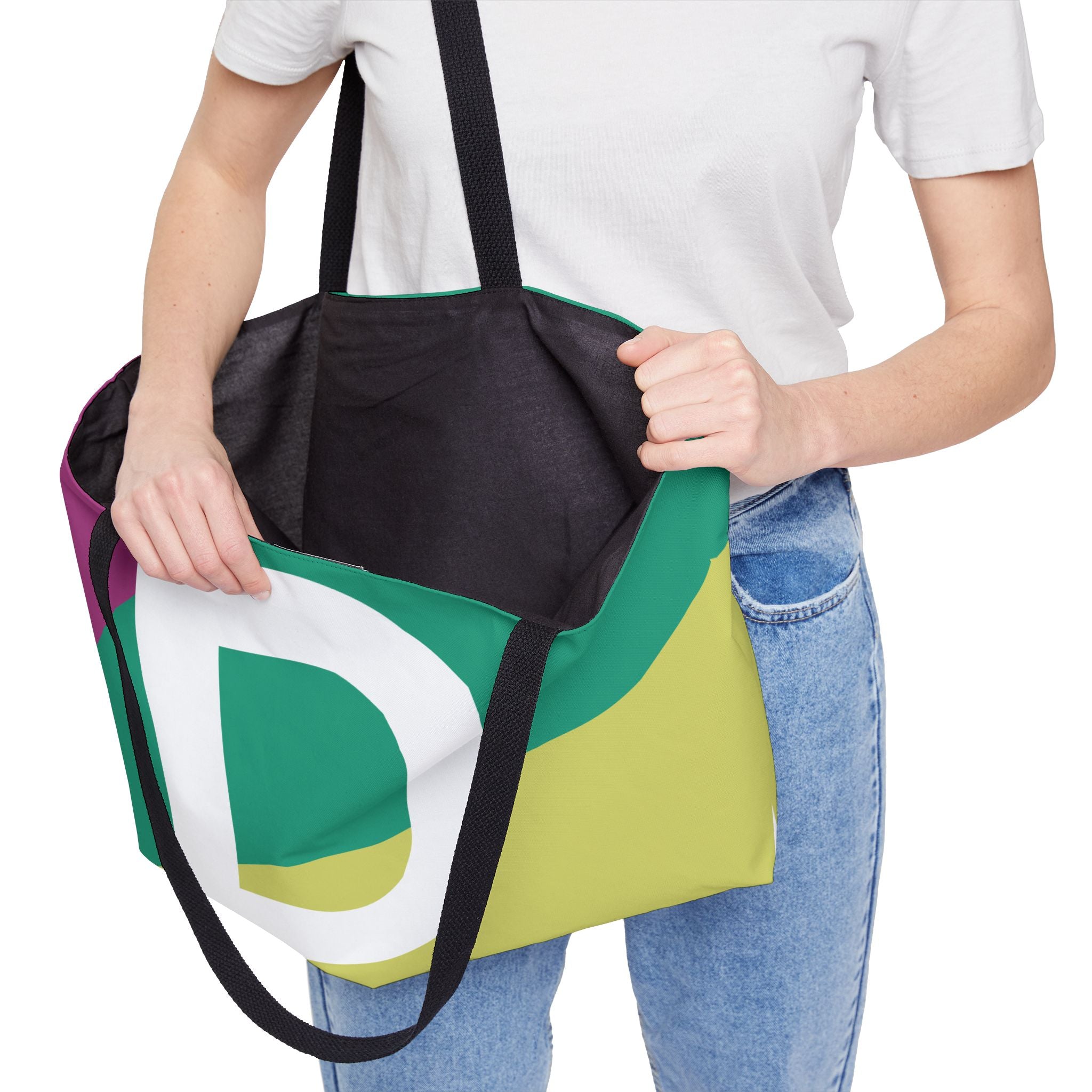 Personalized 'D' Colorblock Tote Bag — Monogram Weekender Tote
