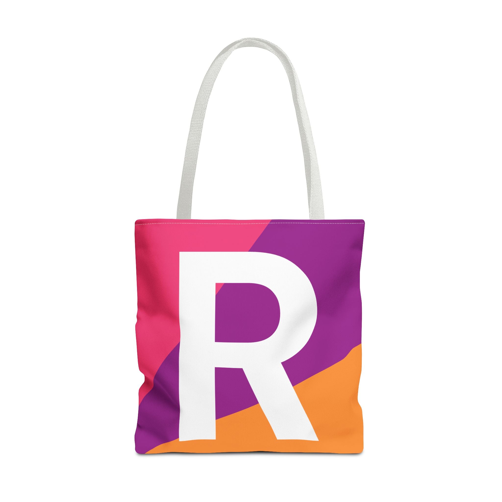 Monogram 'R' Colorblock Tote Bag — Personalized Initial R Shoulder Tote