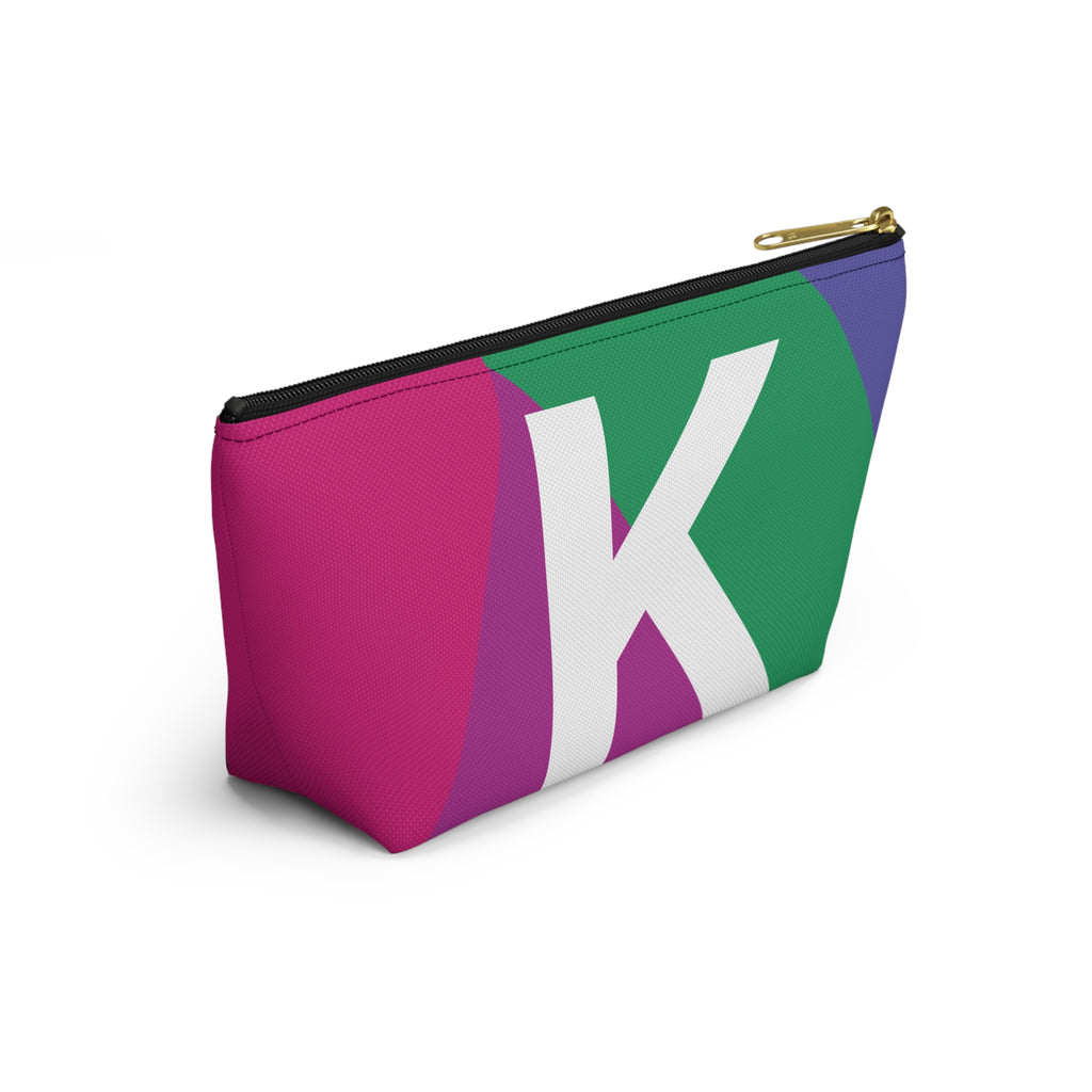 Initials Colorblock Accessory Pouch — Monogram K T-Bottom Cosmetic Bag