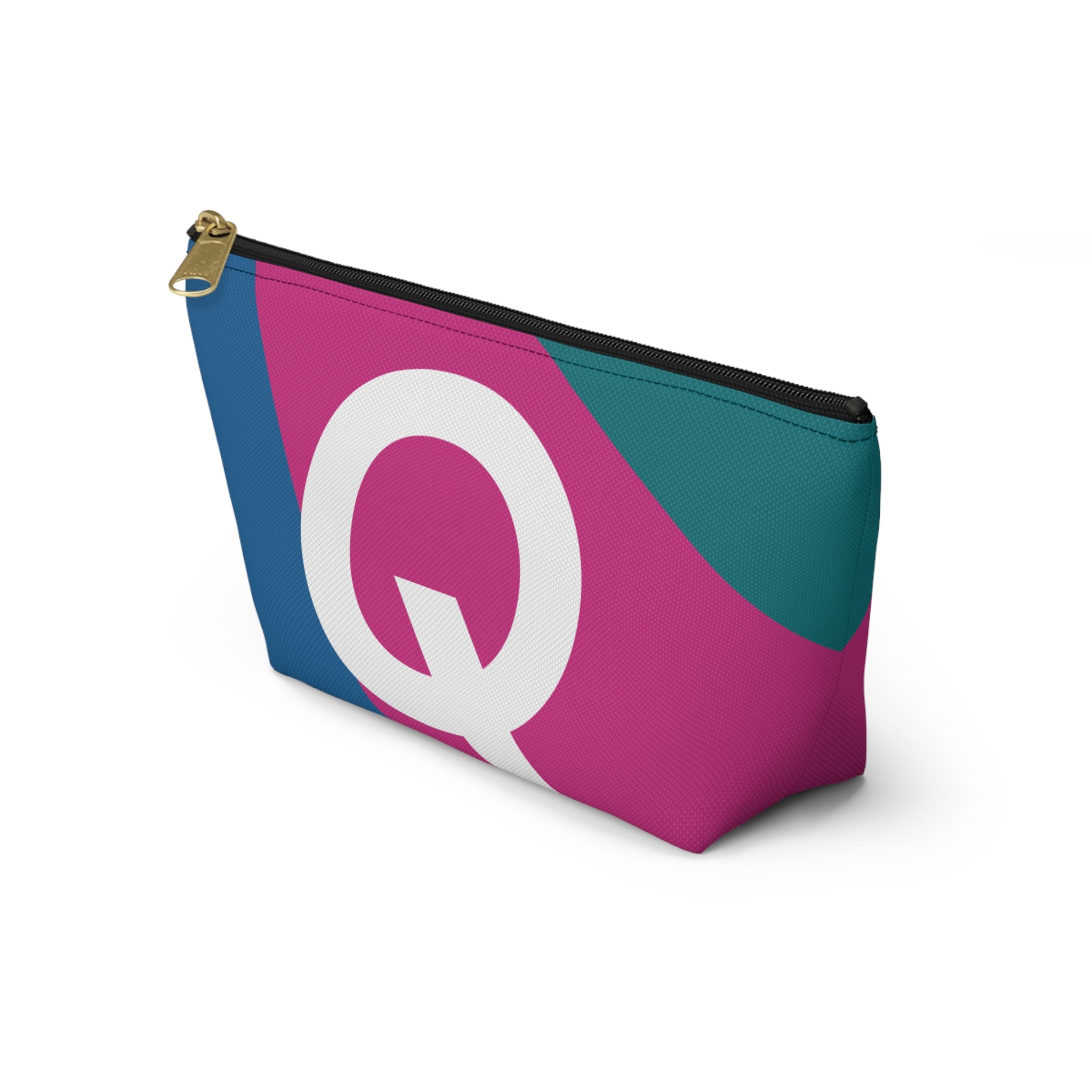 Initials Colorblock Accessory Pouch — Monogram Q T-Bottom Cosmetic Bag