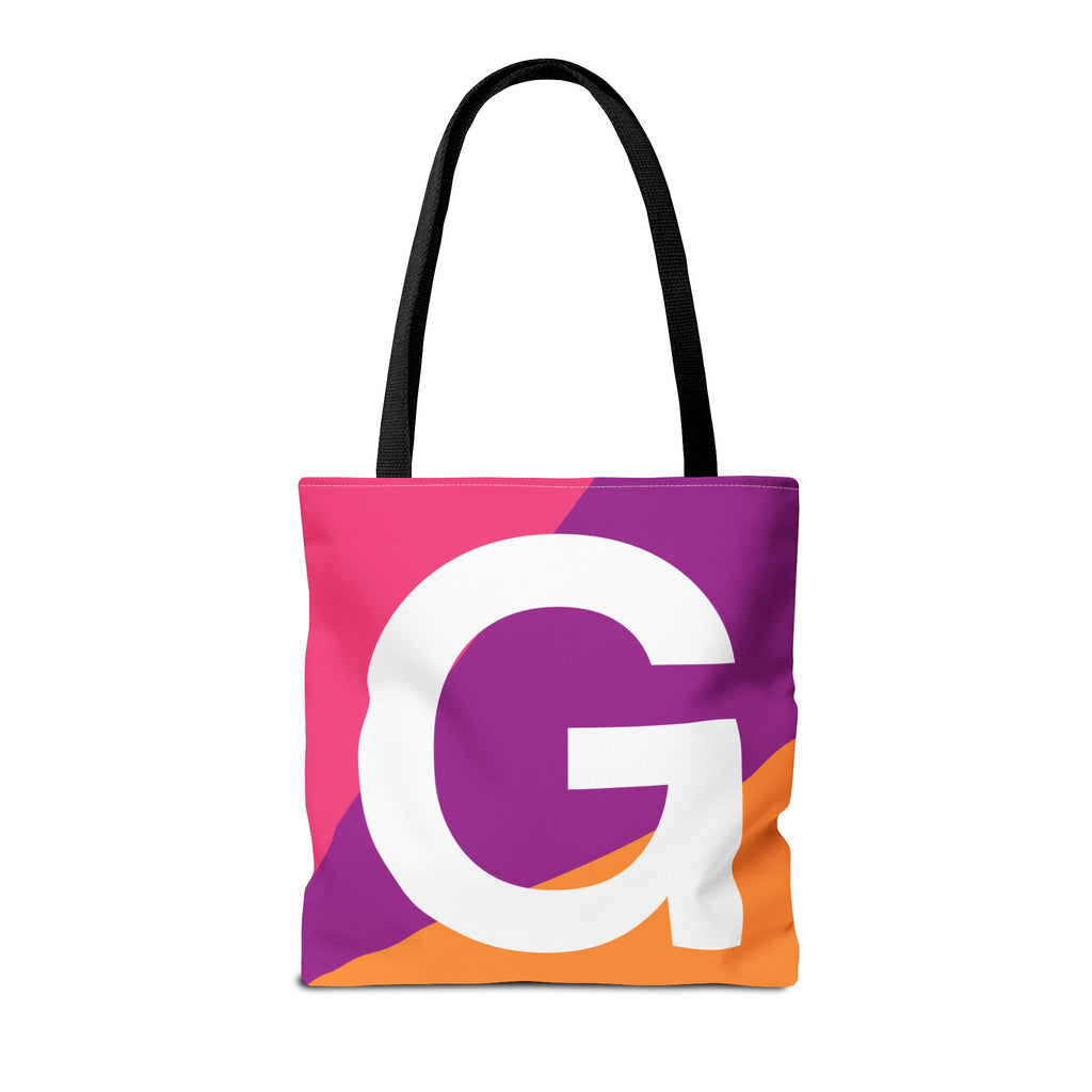 Monogram 'G' Colorblock Tote Bag — Personalized Initial G Shoulder Tote