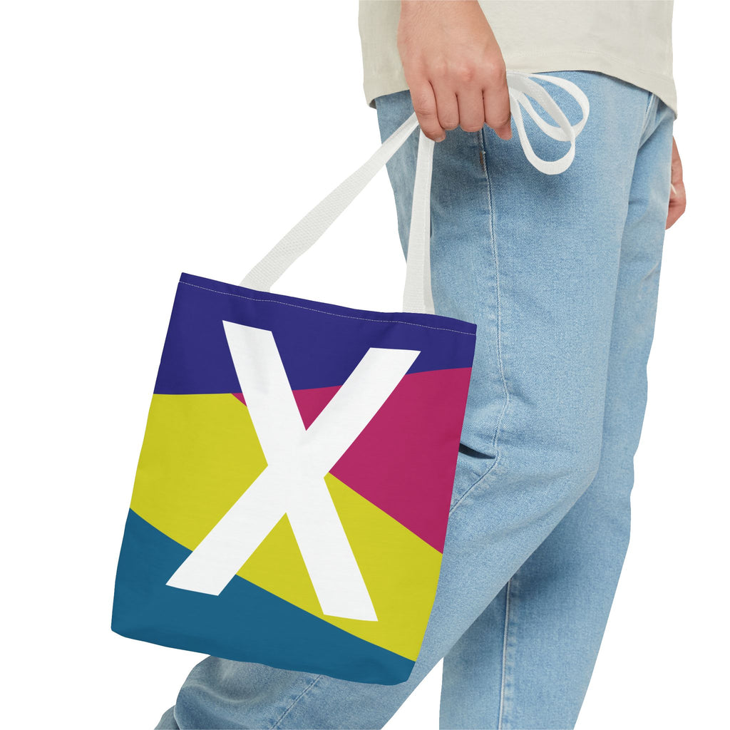 Monogram 'X' Colorblock Tote Bag — Personalized Initial X Shoulder Tote