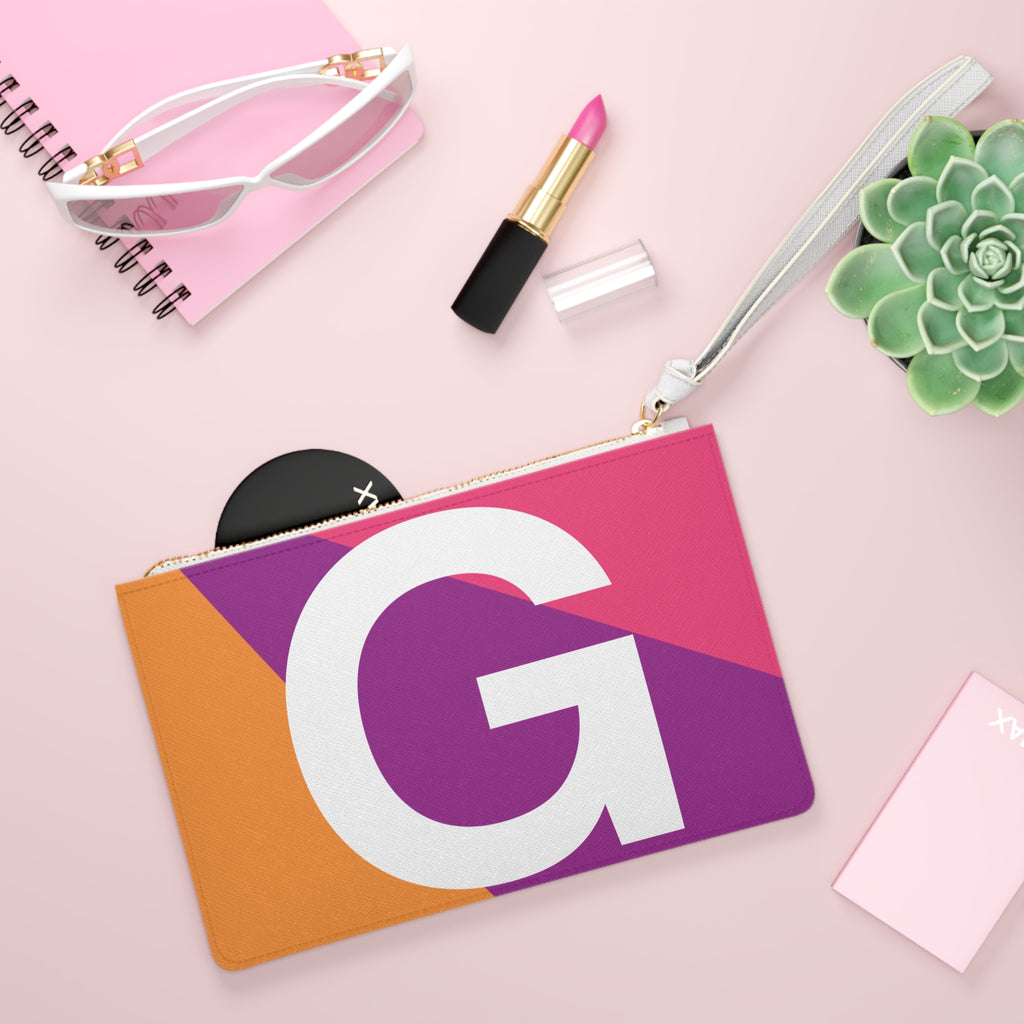 Monogram 'G' Colorblock Clutch Bag — Bold Geometric Wristlet for Everyday & Gifts