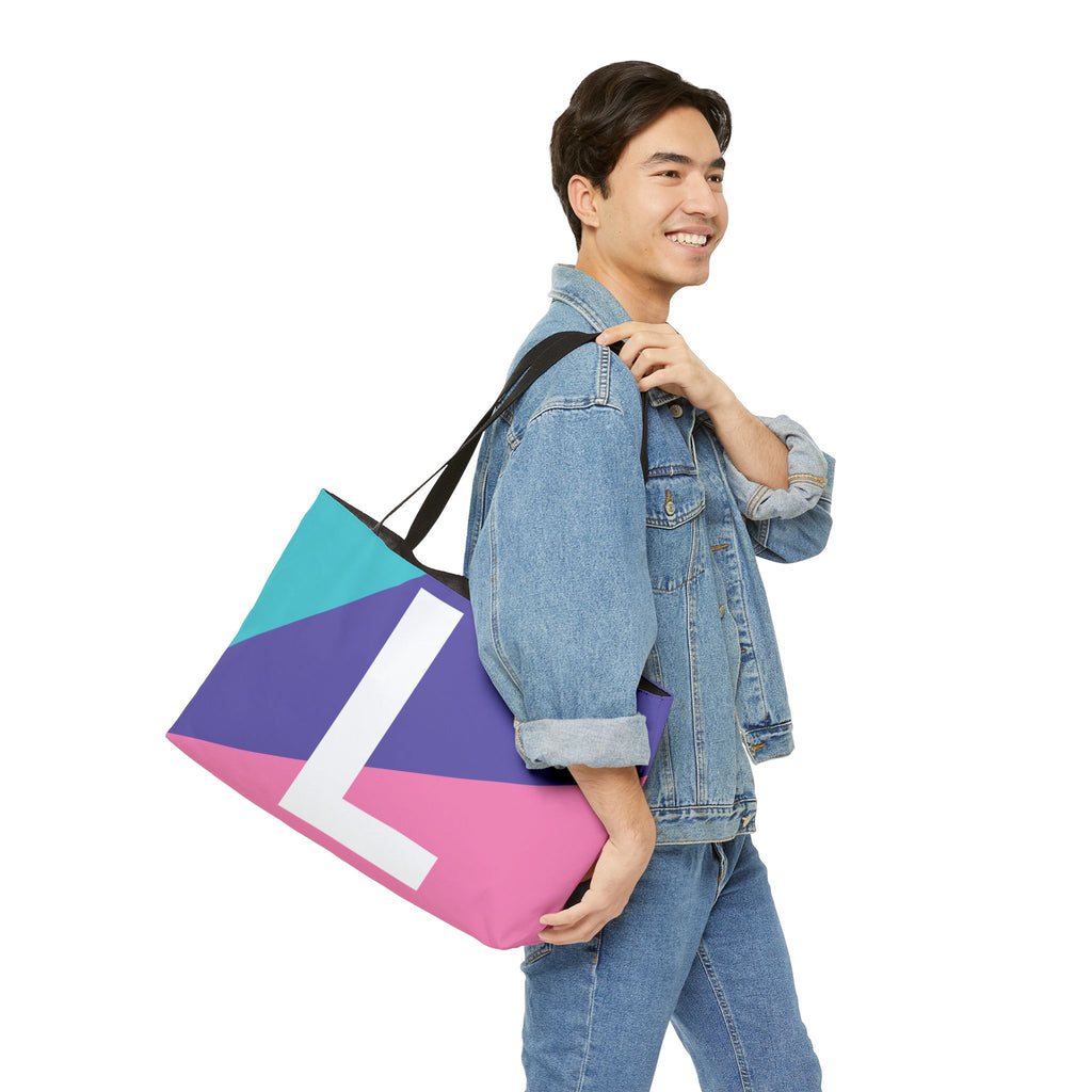 Personalized 'L' Colorblock Tote Bag — Monogram Weekender Tote