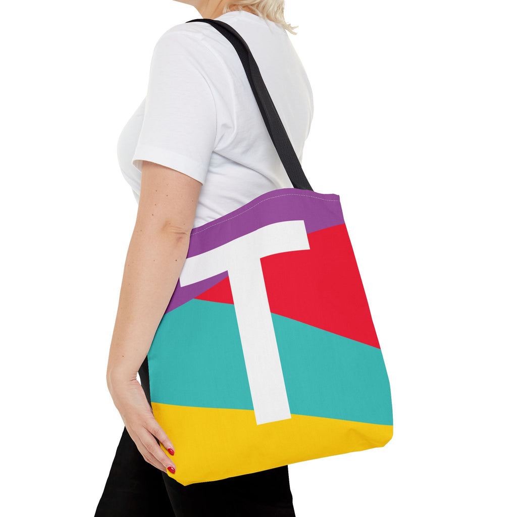 Monogram 'T' Colorblock Tote Bag — Personalized Initial T Shoulder Tote