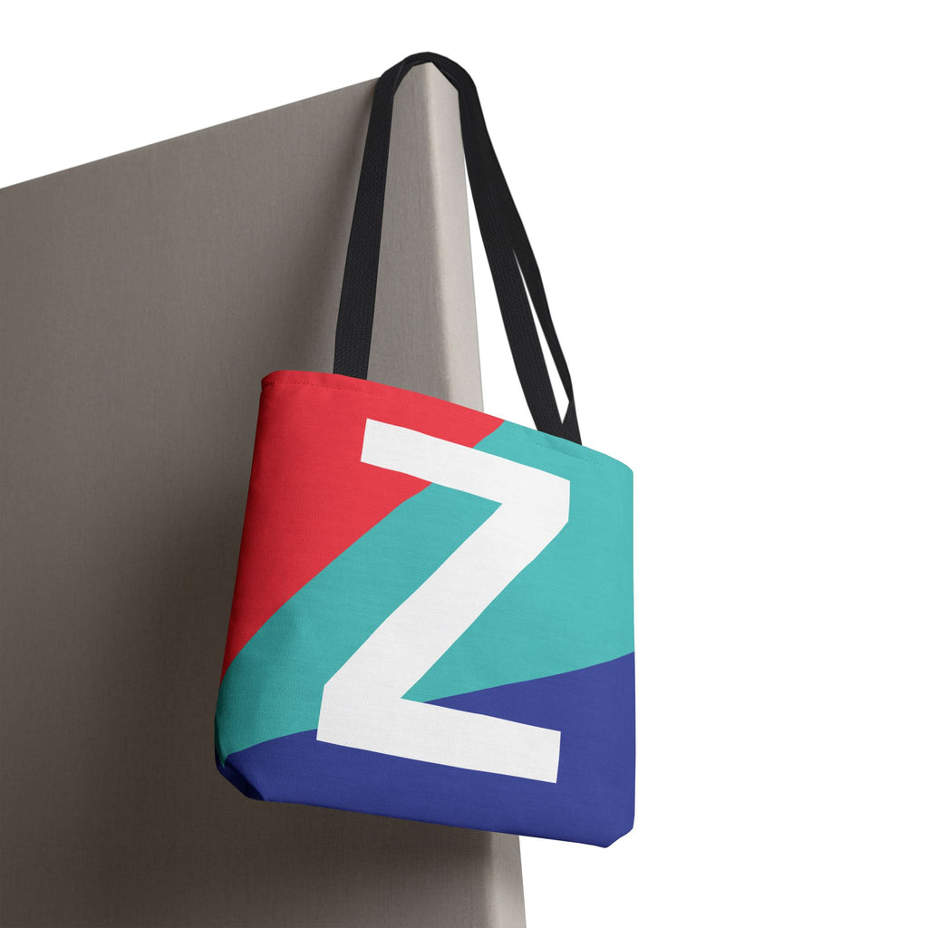 Monogram 'Z' Colorblock Tote Bag — Personalized Initial Z Shoulder Tote