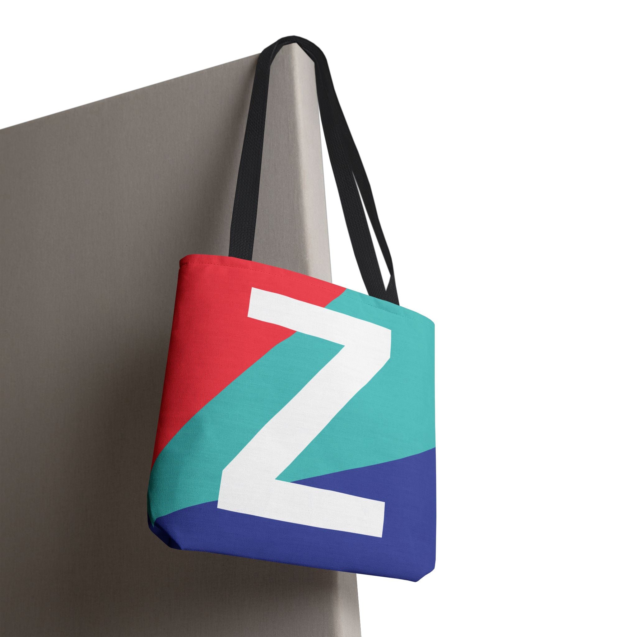 Monogram 'Z' Colorblock Tote Bag — Personalized Initial Z Shoulder Tote
