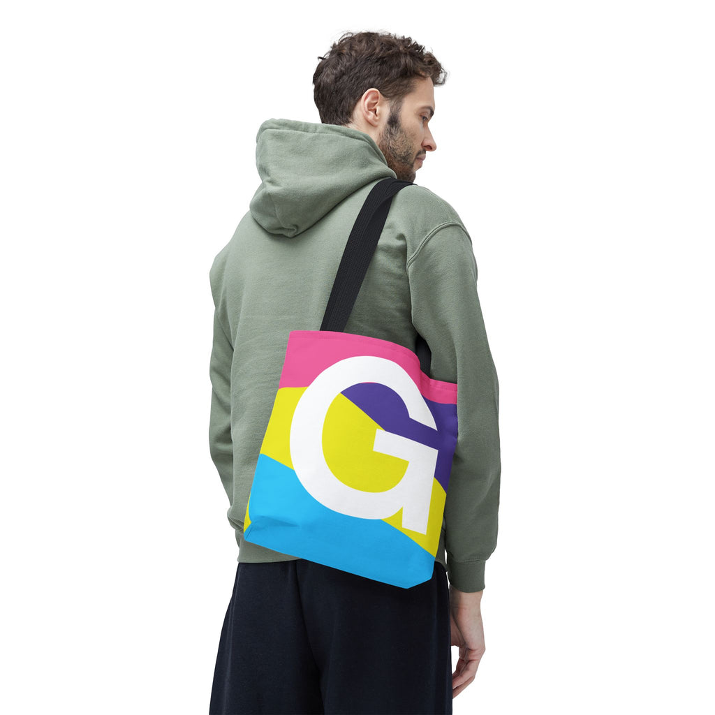 Monogram 'G' Colorblock Tote Bag — Personalized Initial G Shoulder Tote