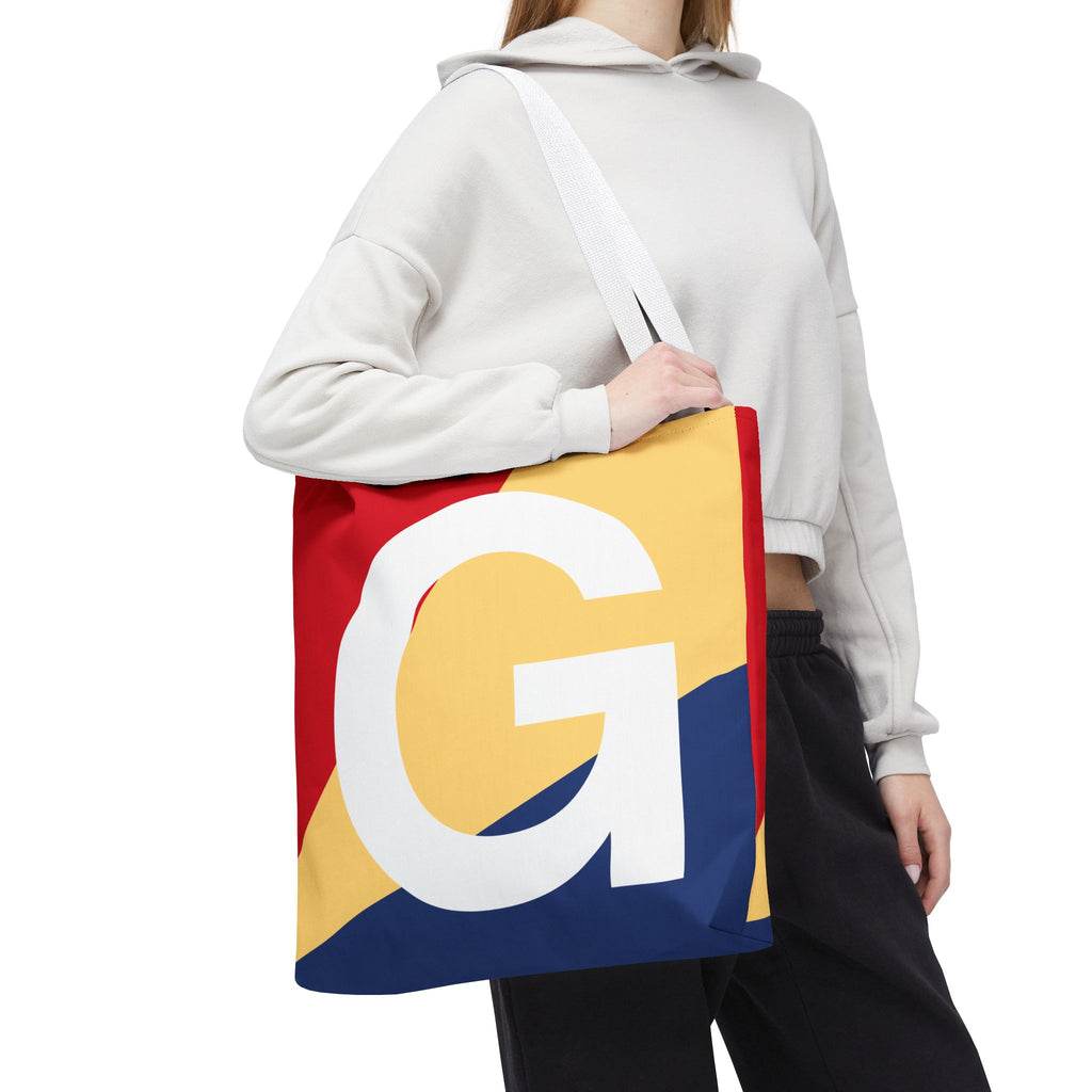 Monogram 'G' Colorblock Tote Bag — Personalized Initial G Shoulder Tote