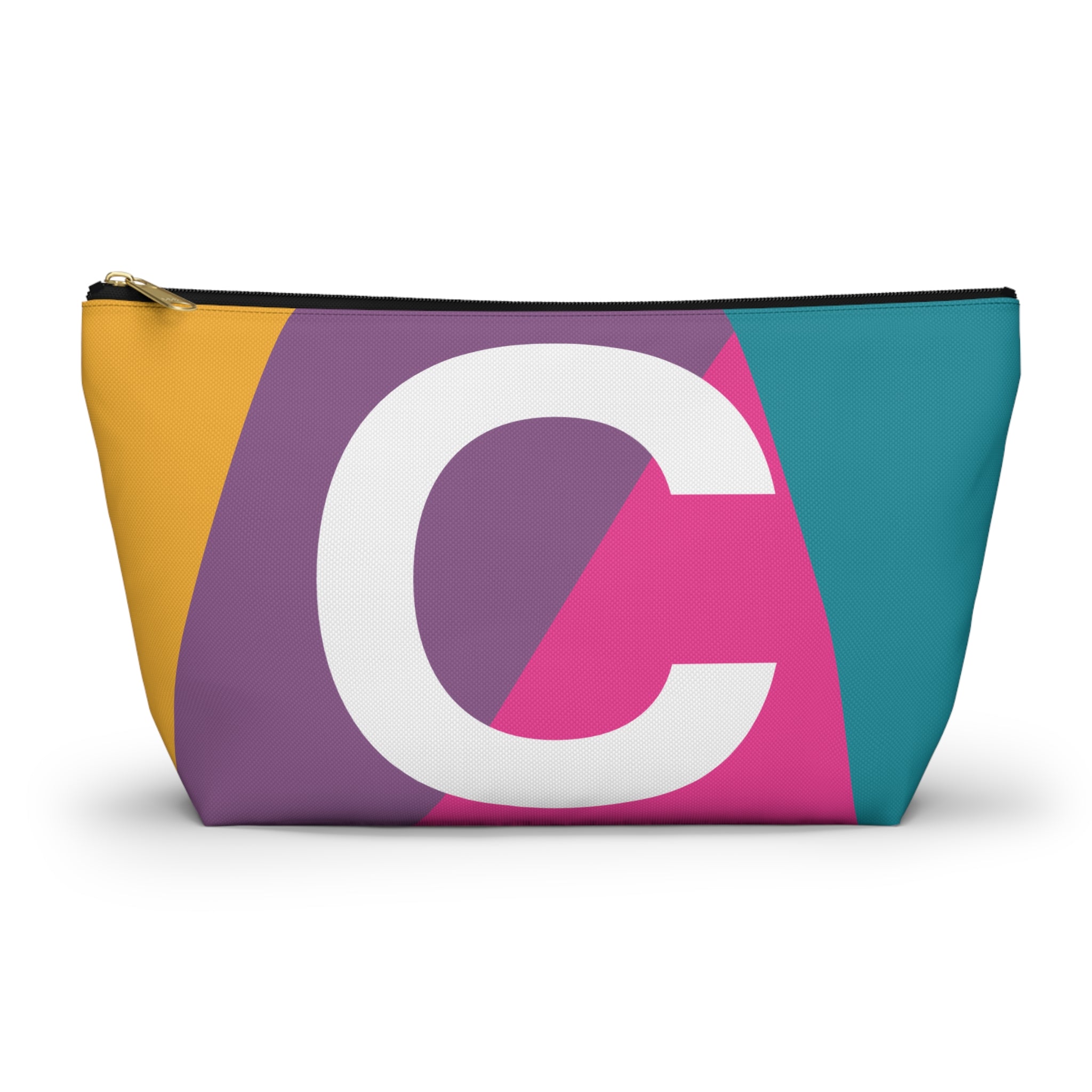 Initials Colorblock Accessory Pouch — Monogram C T-Bottom Cosmetic Bag