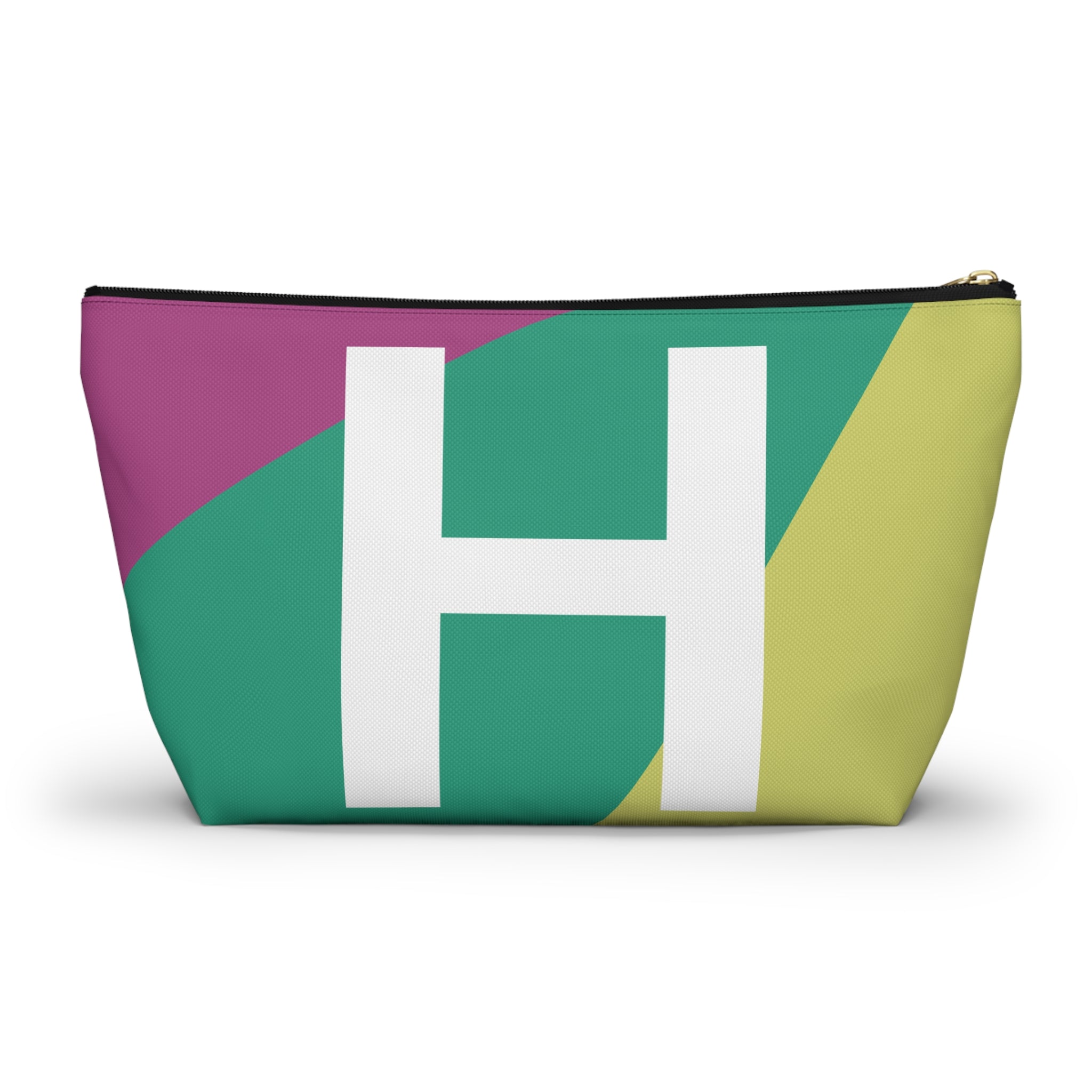 Initials Colorblock Accessory Pouch — Monogram H T-Bottom Cosmetic Bag
