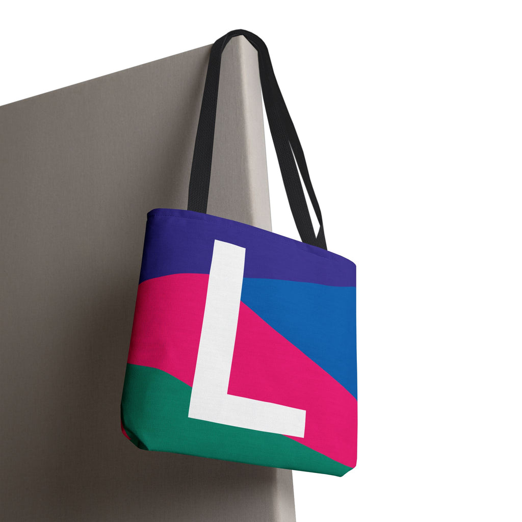 Monogram 'L' Colorblock Tote Bag — Personalized Initial L Shoulder Tote