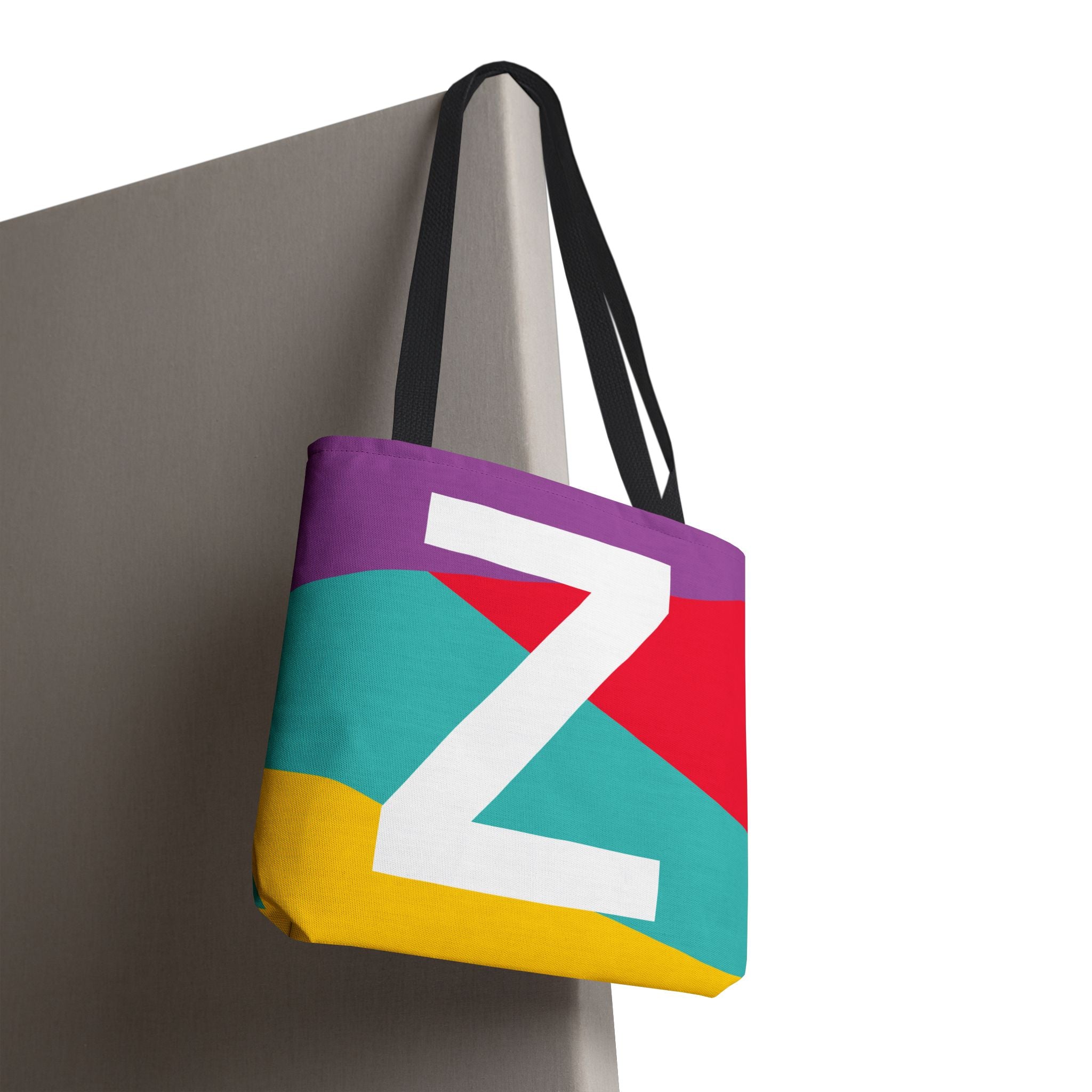 Monogram 'Z' Colorblock Tote Bag — Personalized Initial Z Shoulder Tote