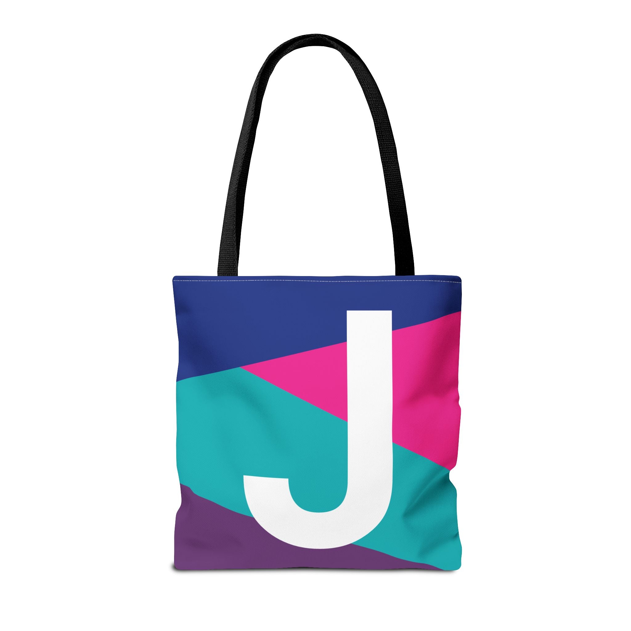 Monogram 'J' Colorblock Tote Bag — Personalized Initial J Shoulder Tote
