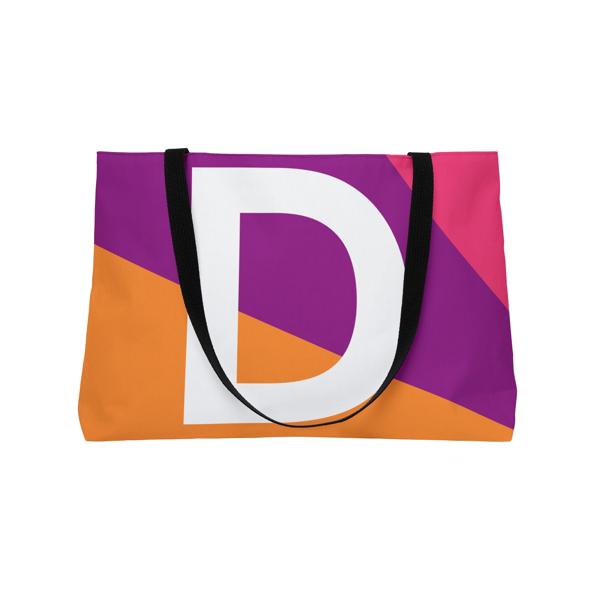 Personalized 'D' Colorblock Tote Bag — Monogram Weekender Tote