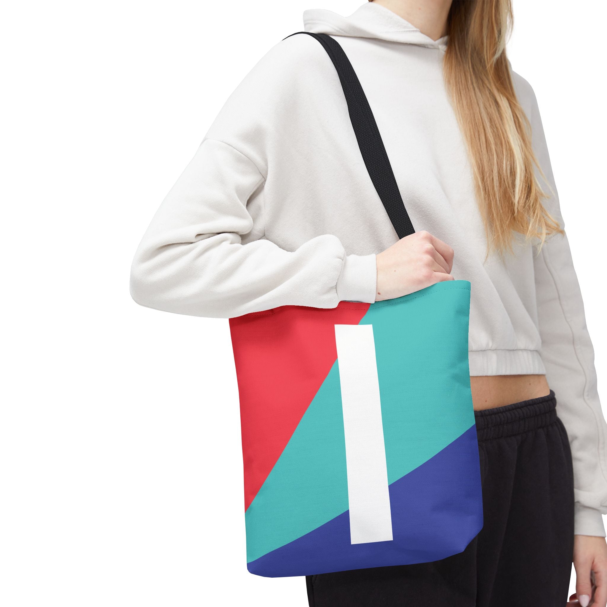 Monogram 'I' Colorblock Tote Bag — Personalized Initial I Shoulder Tote