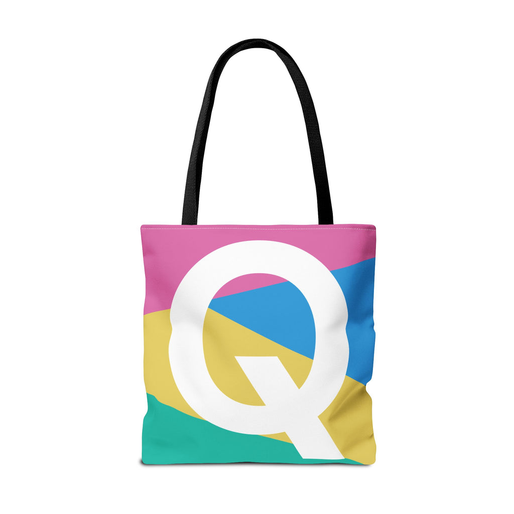 Monogram 'Q' Colorblock Tote Bag — Personalized Initial Q Shoulder Tote