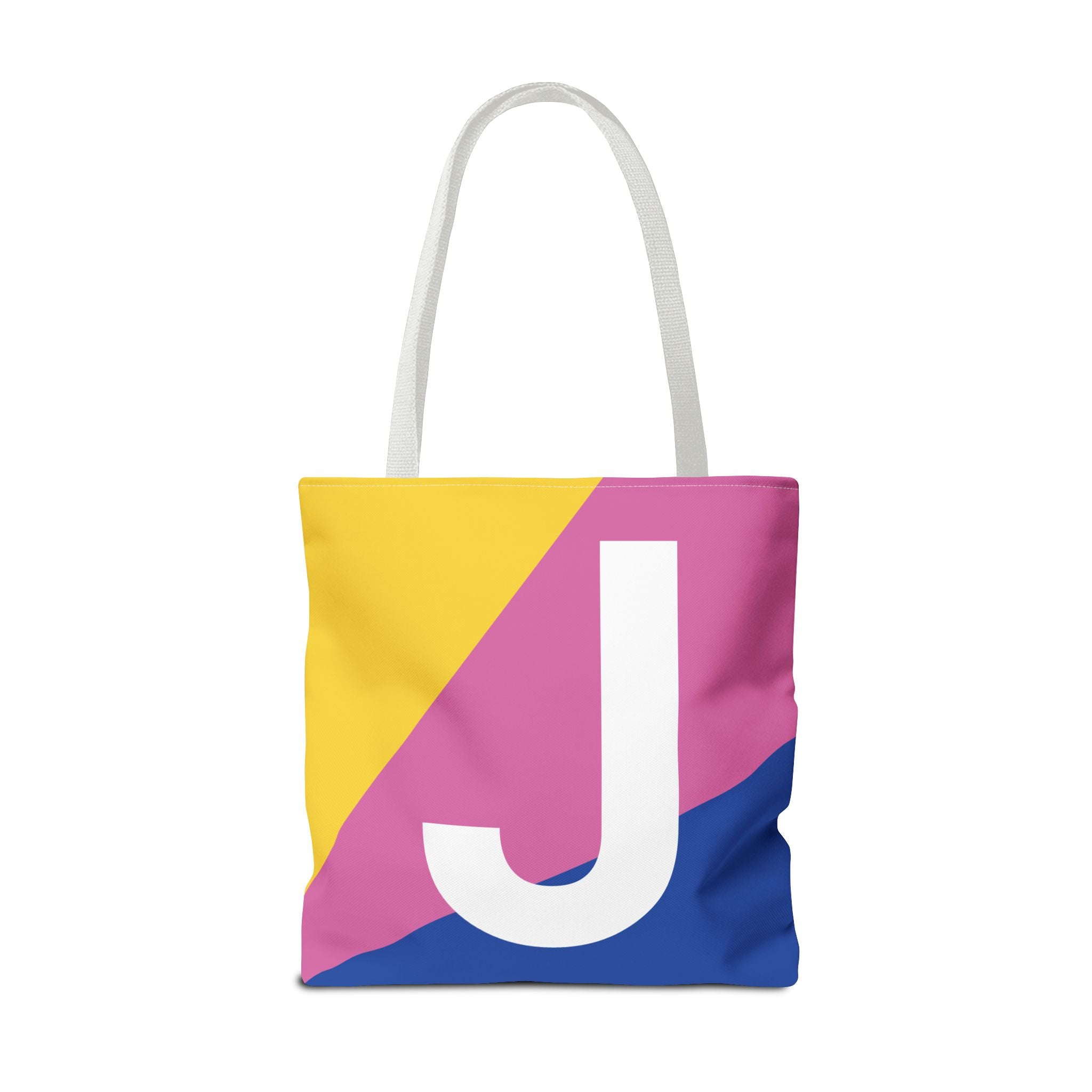 Monogram 'J' Colorblock Tote Bag — Personalized Initial J Shoulder Tote