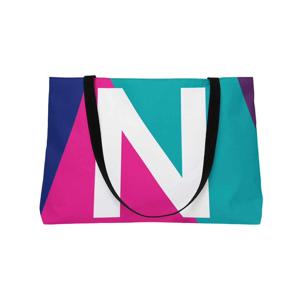 Personalized 'N' Colorblock Tote Bag — Monogram Weekender Tote