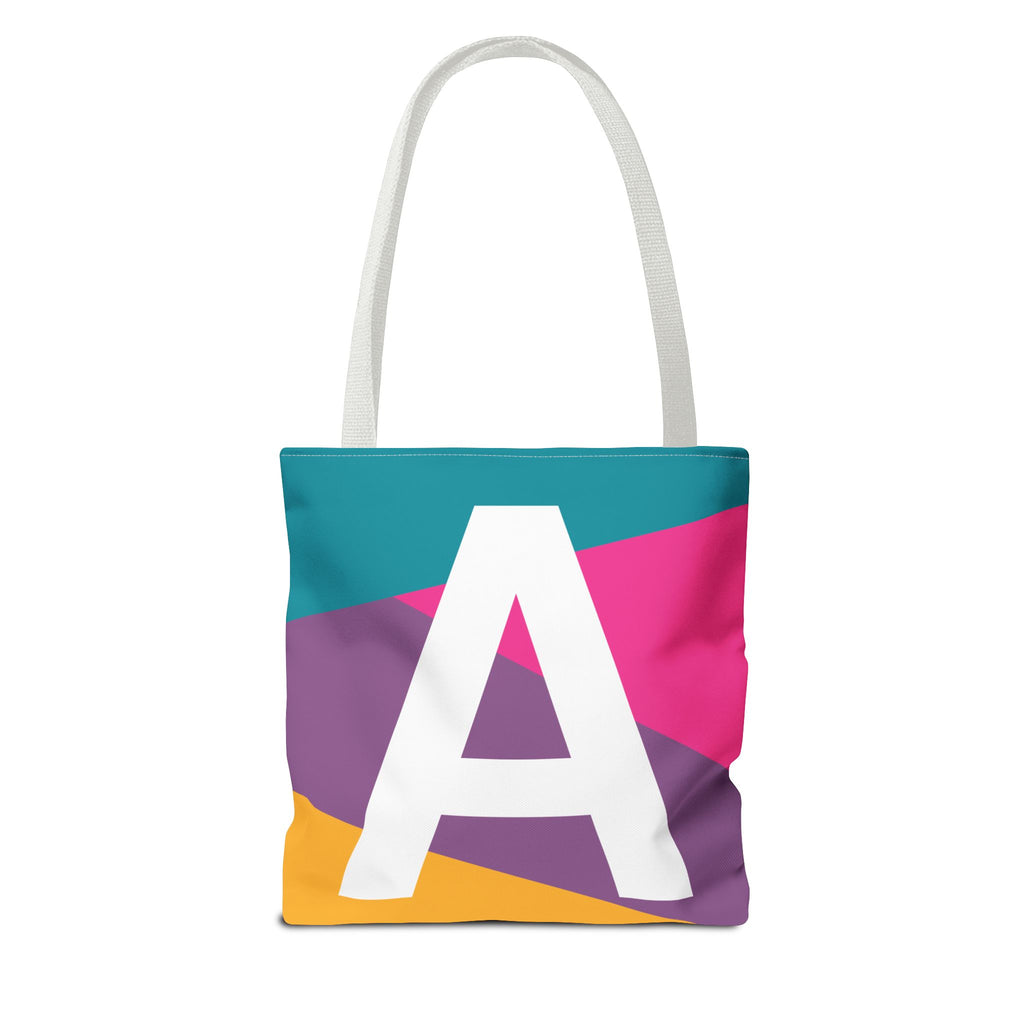 Monogram 'A' Colorblock Tote Bag — Personalized Initial A Shoulder Tote
