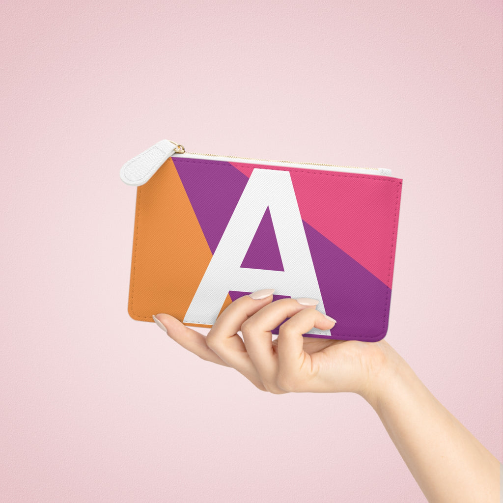 Initial A Mini Clutch — Colorblock Monogram Wristlet Wallet