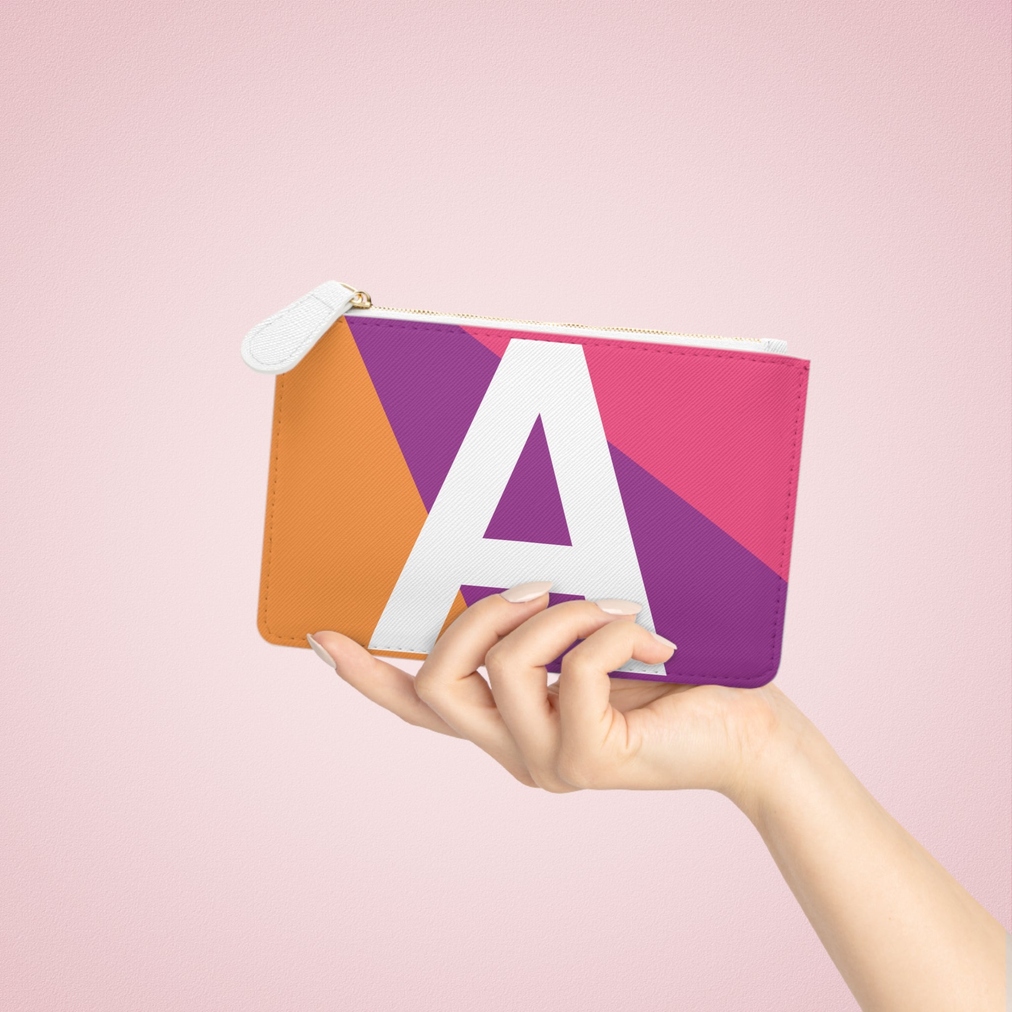 Initial A Mini Clutch — Colorblock Monogram Wristlet Wallet