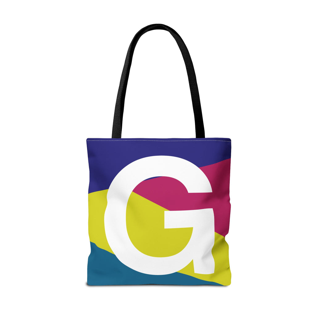 Monogram 'G' Colorblock Tote Bag — Personalized Initial G Shoulder Tote