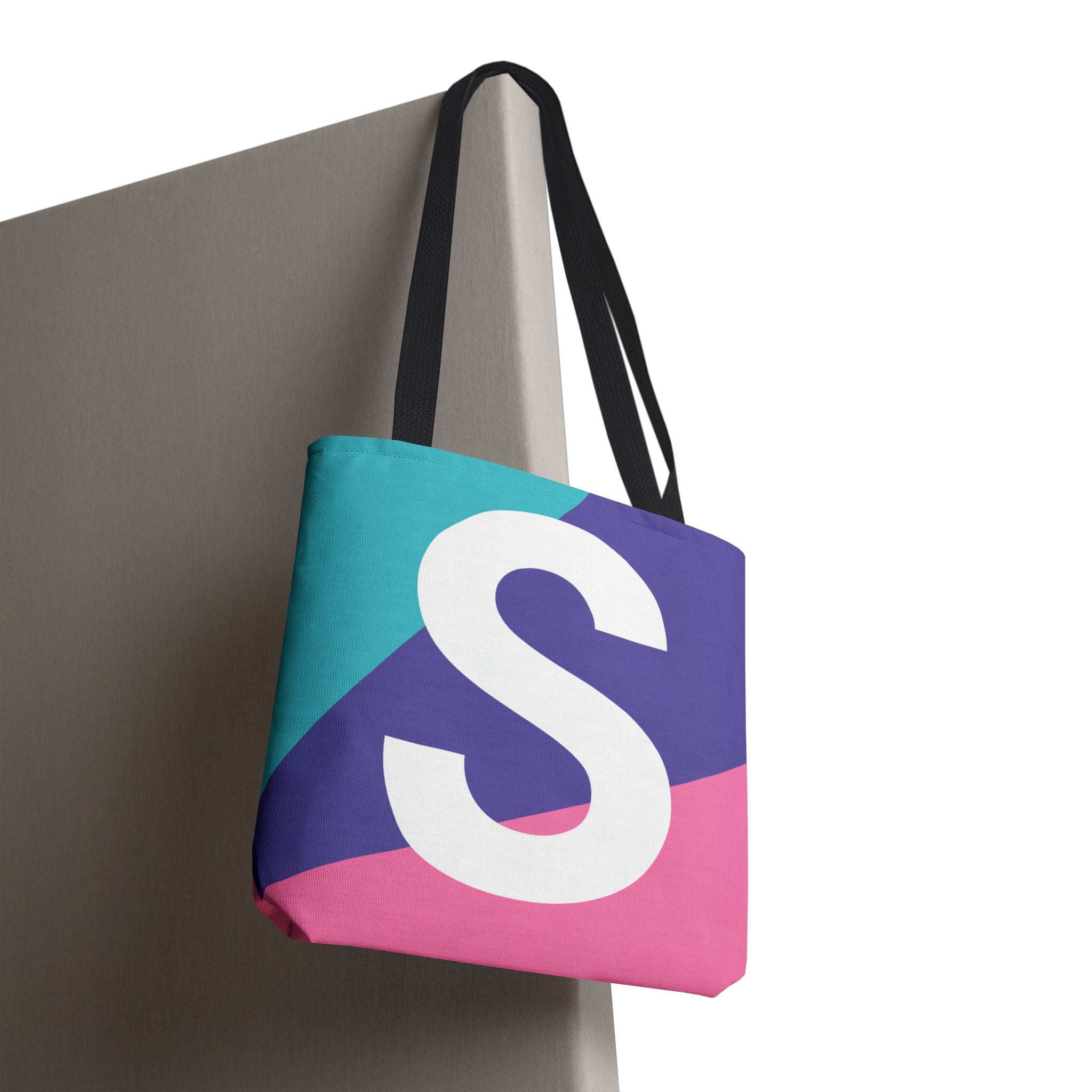 Monogram 'S' Colorblock Tote Bag — Personalized Initial S Shoulder Tote