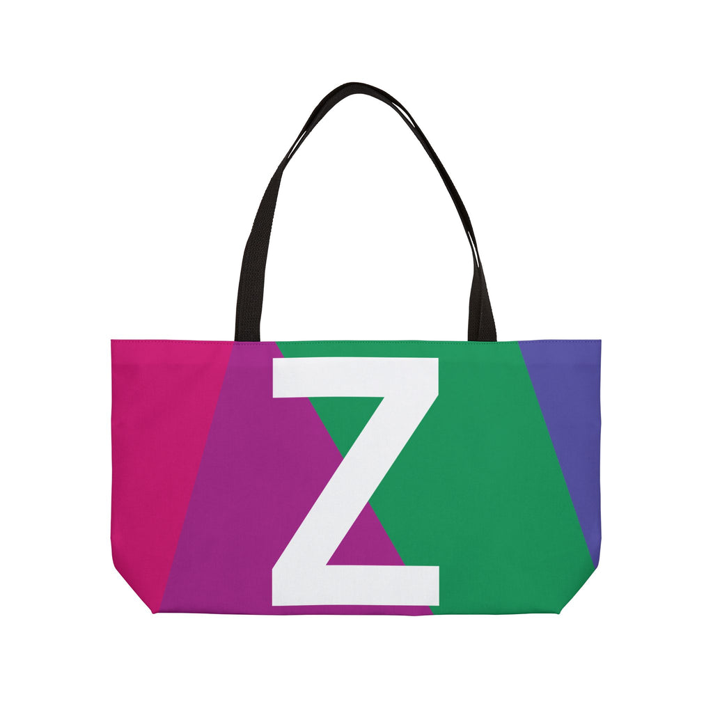 Personalized 'Z' Colorblock Tote Bag — Monogram Weekender Tote