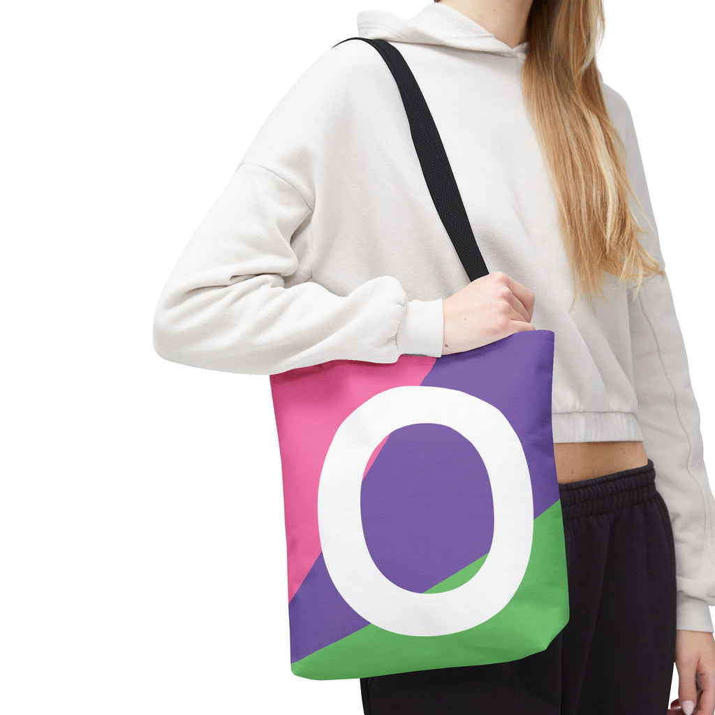Monogram 'O' Colorblock Tote Bag — Personalized Initial O Shoulder Tote