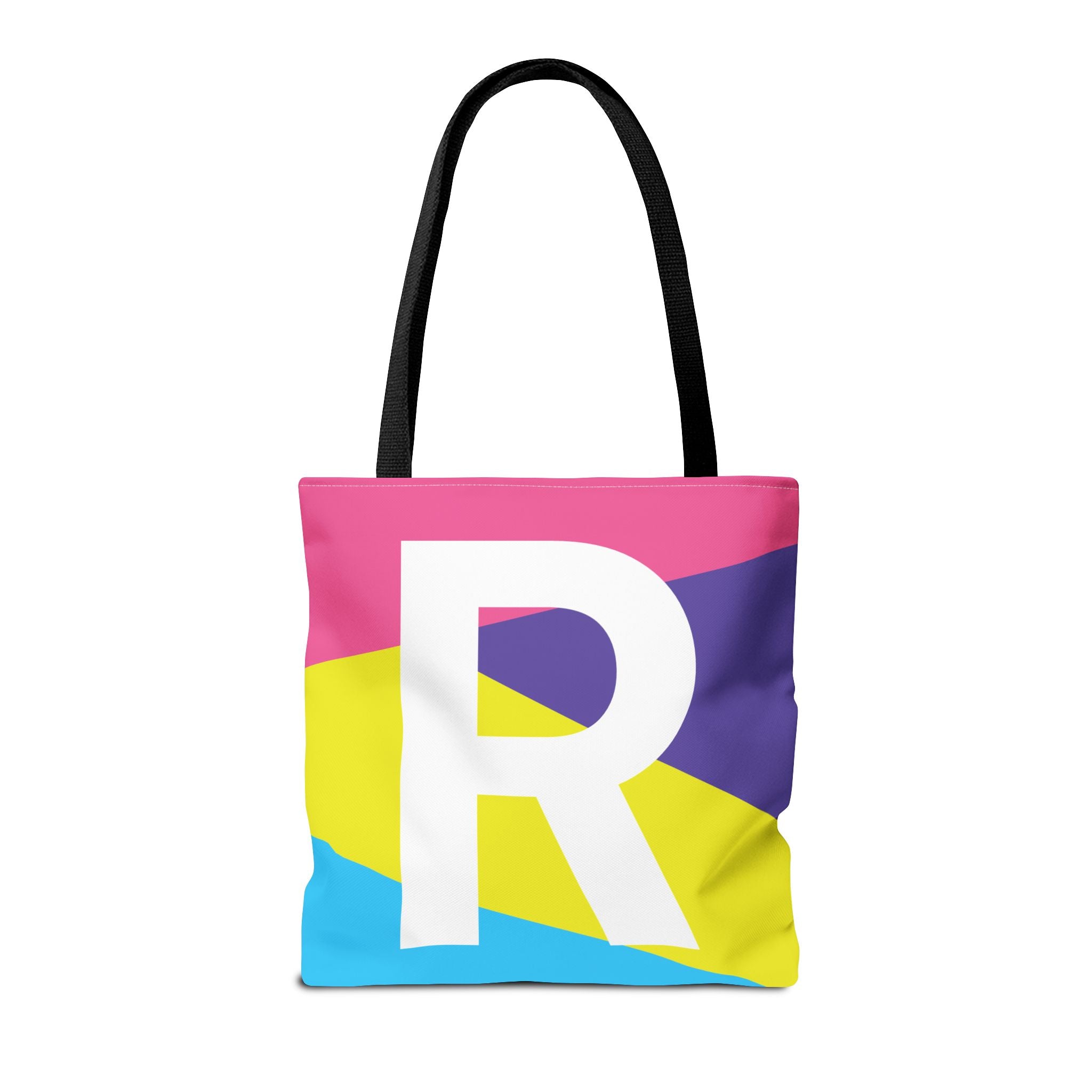 Monogram 'R' Colorblock Tote Bag — Personalized Initial R Shoulder Tote