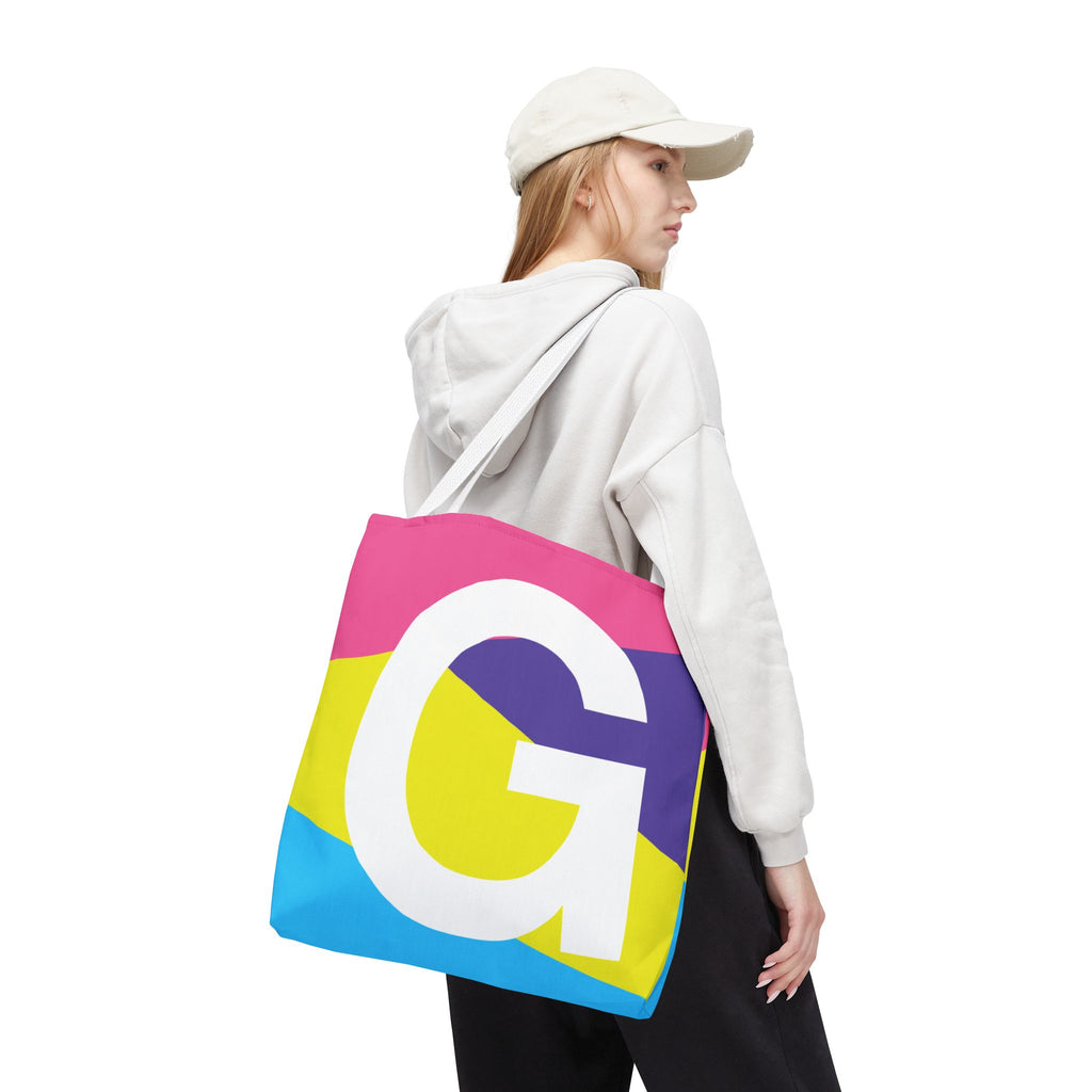 Monogram 'G' Colorblock Tote Bag — Personalized Initial G Shoulder Tote