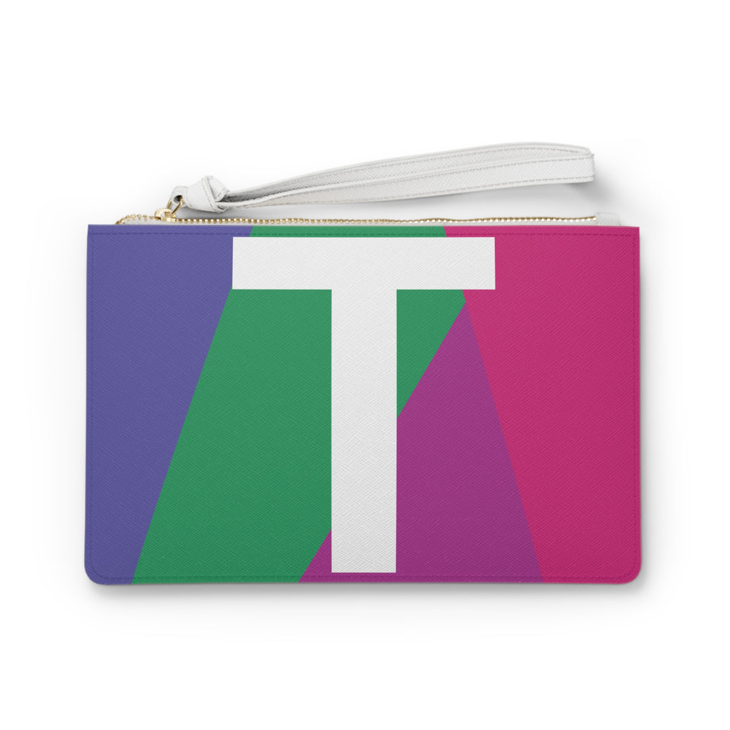 Monogram 'T' Colorblock Clutch Bag — Bold Geometric Wristlet for Everyday & Gifts