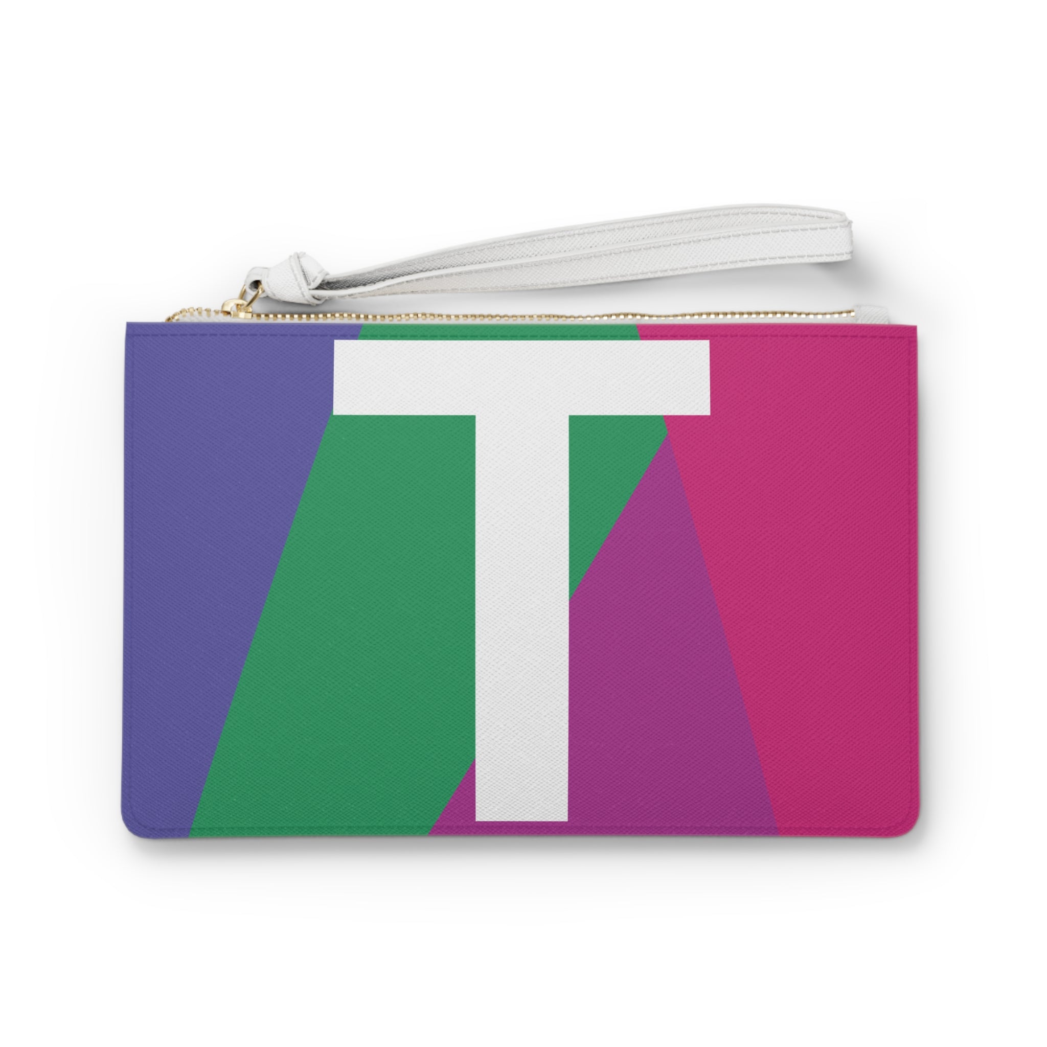 Monogram 'T' Colorblock Clutch Bag — Bold Geometric Wristlet for Everyday & Gifts