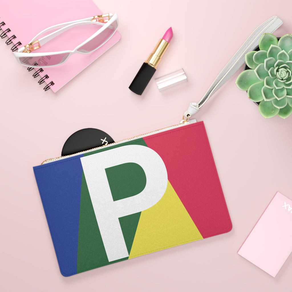 Monogram 'P' Colorblock Clutch Bag — Bold Geometric Wristlet for Everyday & Gifts