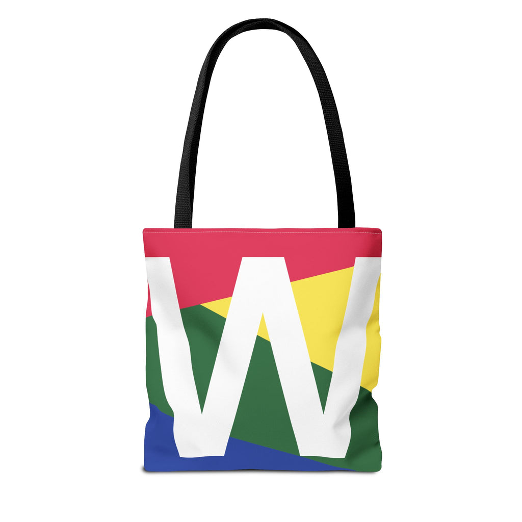 Monogram 'W' Colorblock Tote Bag — Personalized Initial W Shoulder Tote